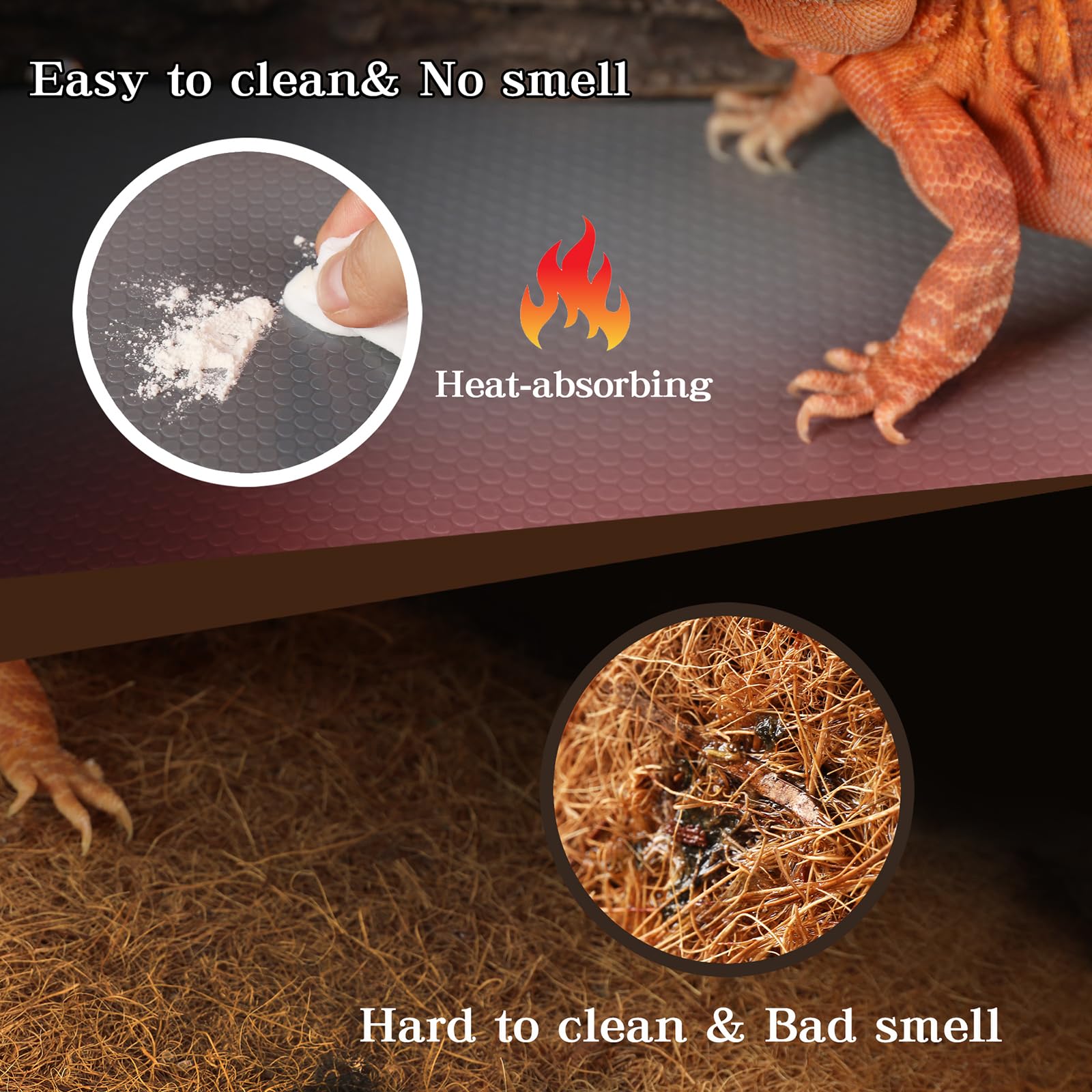 Zunzingy Bearded Dragon Tank Accessories, Reptile Mat, Reptile Terrarium Substrate Liner For Leopard Gecko, Lizard, Snake, Torto