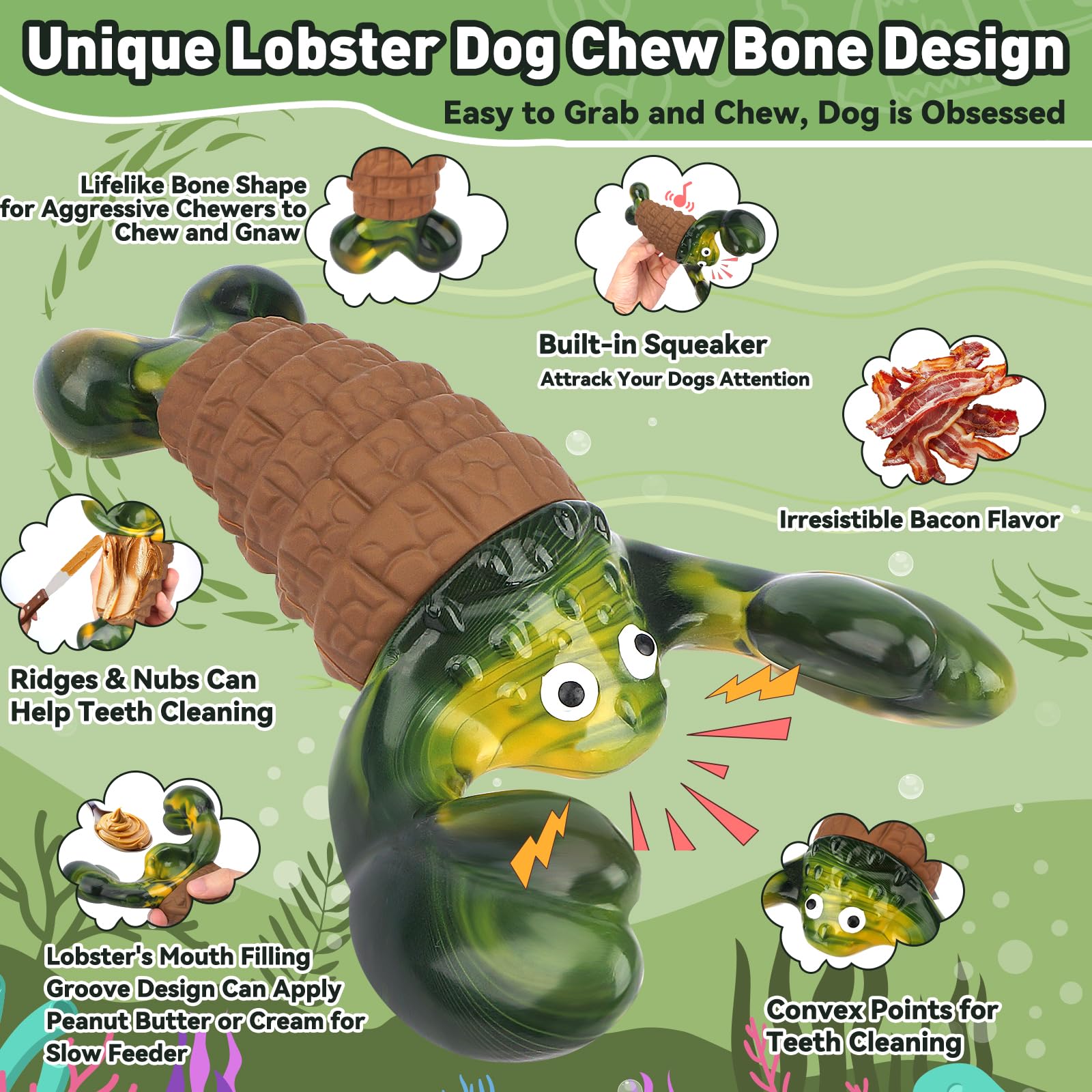 Bikiisen Squeaky Dog Toys For Aggressive Chewers For Large Dogs, Interactive Dog Chew Toy To Keep Them Busy, Indestructible Sque