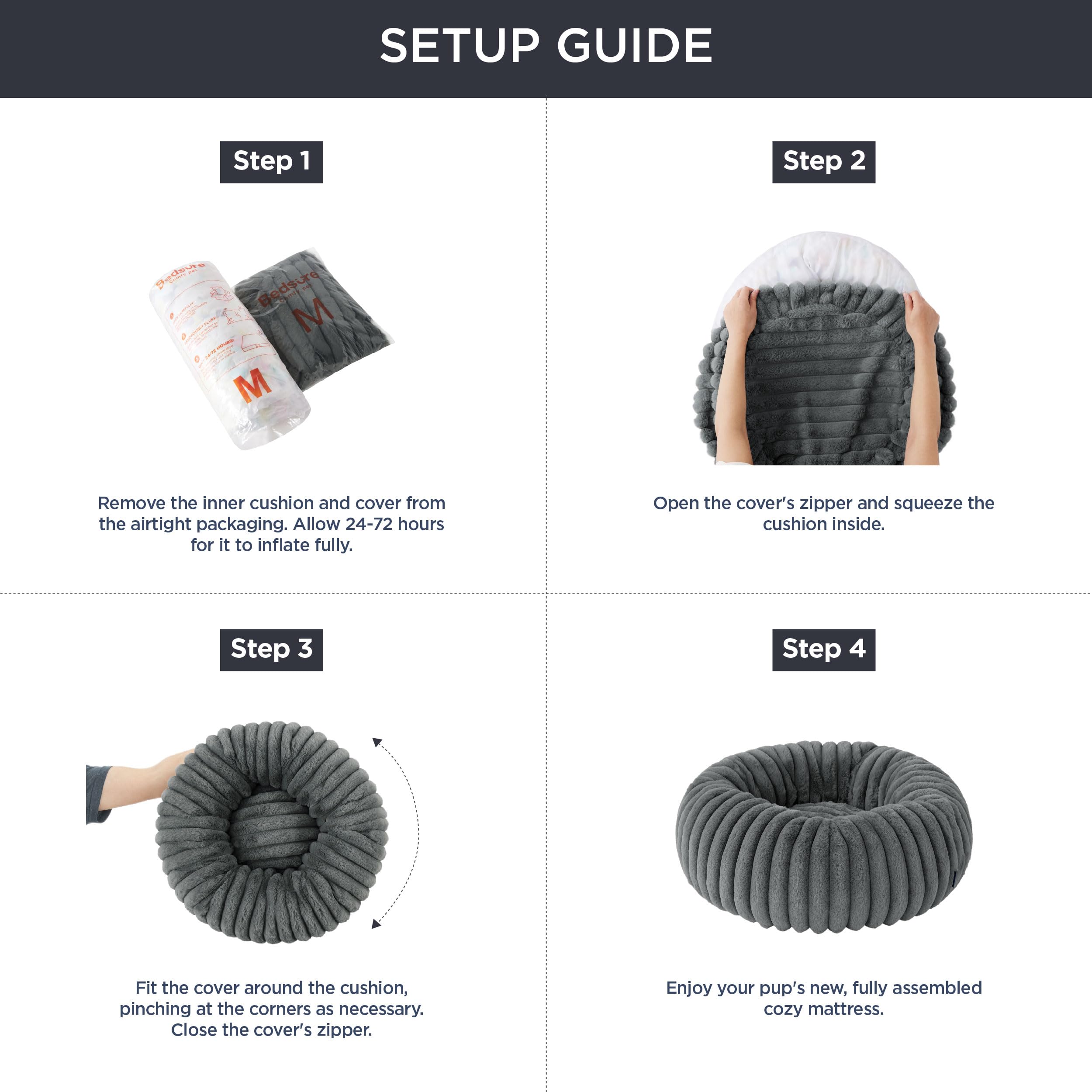 Bedsure Cat Beds For Indoor Cats - Donut Dog Beds For Small Dogs With Corduroy Fleece & Anti Slip Bottom, Faux Fur Pet Beds With