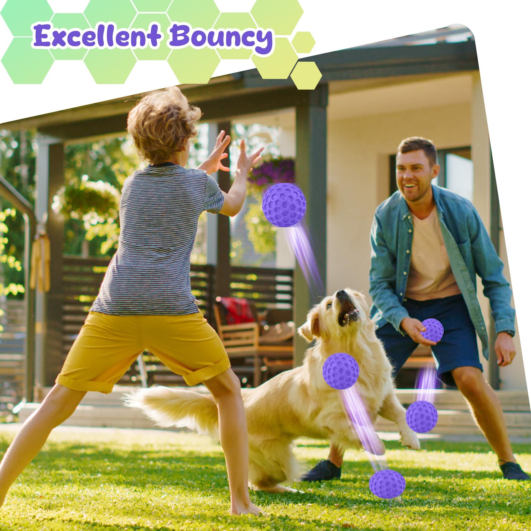Zrifaqesw Squeaky Dog Toys For Aggressive Chewers, Indestructible Dog Balls For Aggressive Chewers, Purple Squeaky Balls For Dog