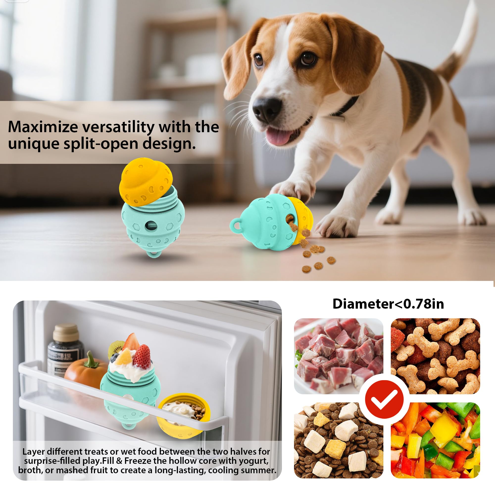 PawSailor Dog Treat Dispensing Toys, Interactive Slow Feeder Toy - Fill and Freeze Dog Food, Keep Them Busy-Reduces Anxiety/Bore
