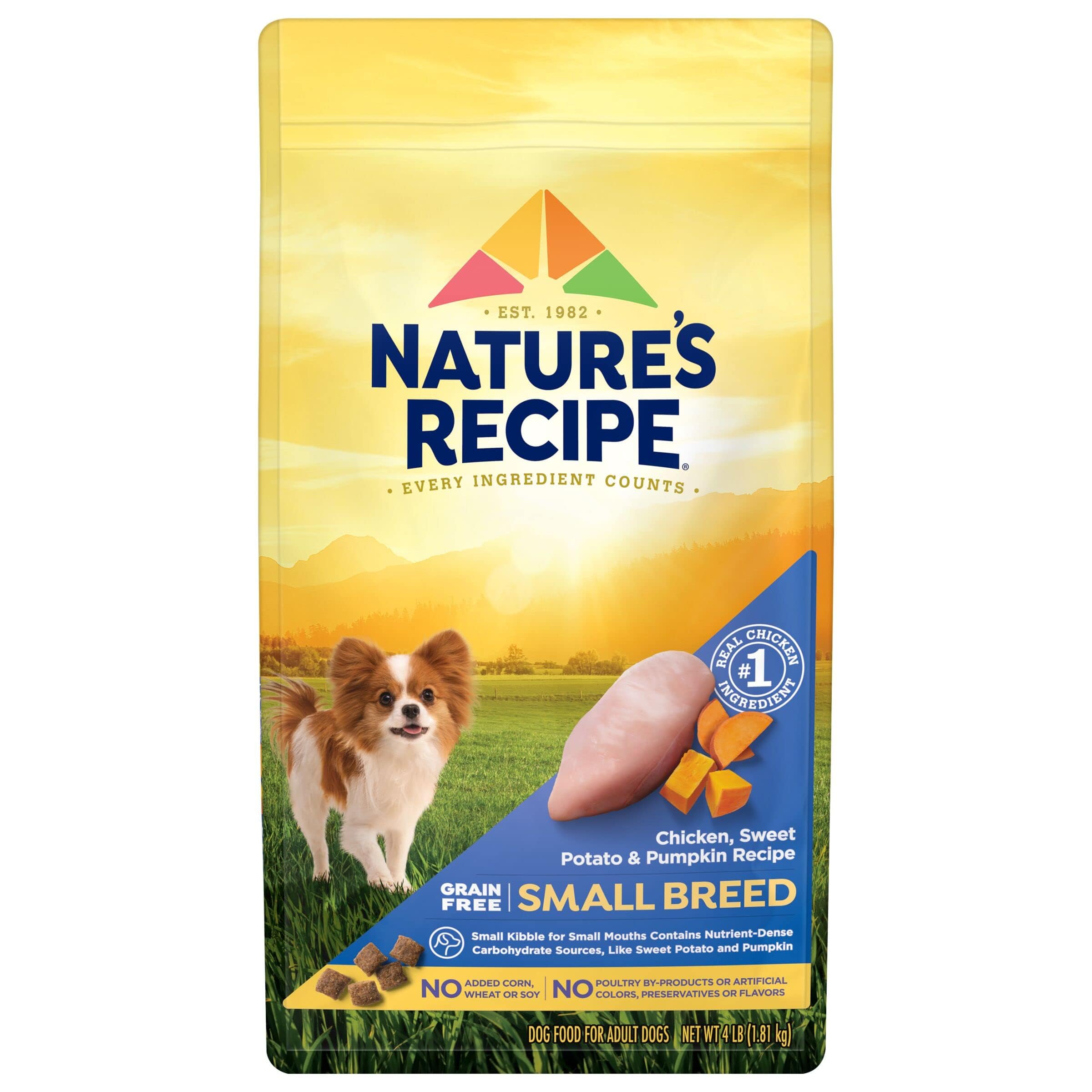 Natures Recipe Grain Free Small Breed Dry Dog Food, Chicken, Sweet Potato & Pumpkin Recipe, 4 lb. Bag