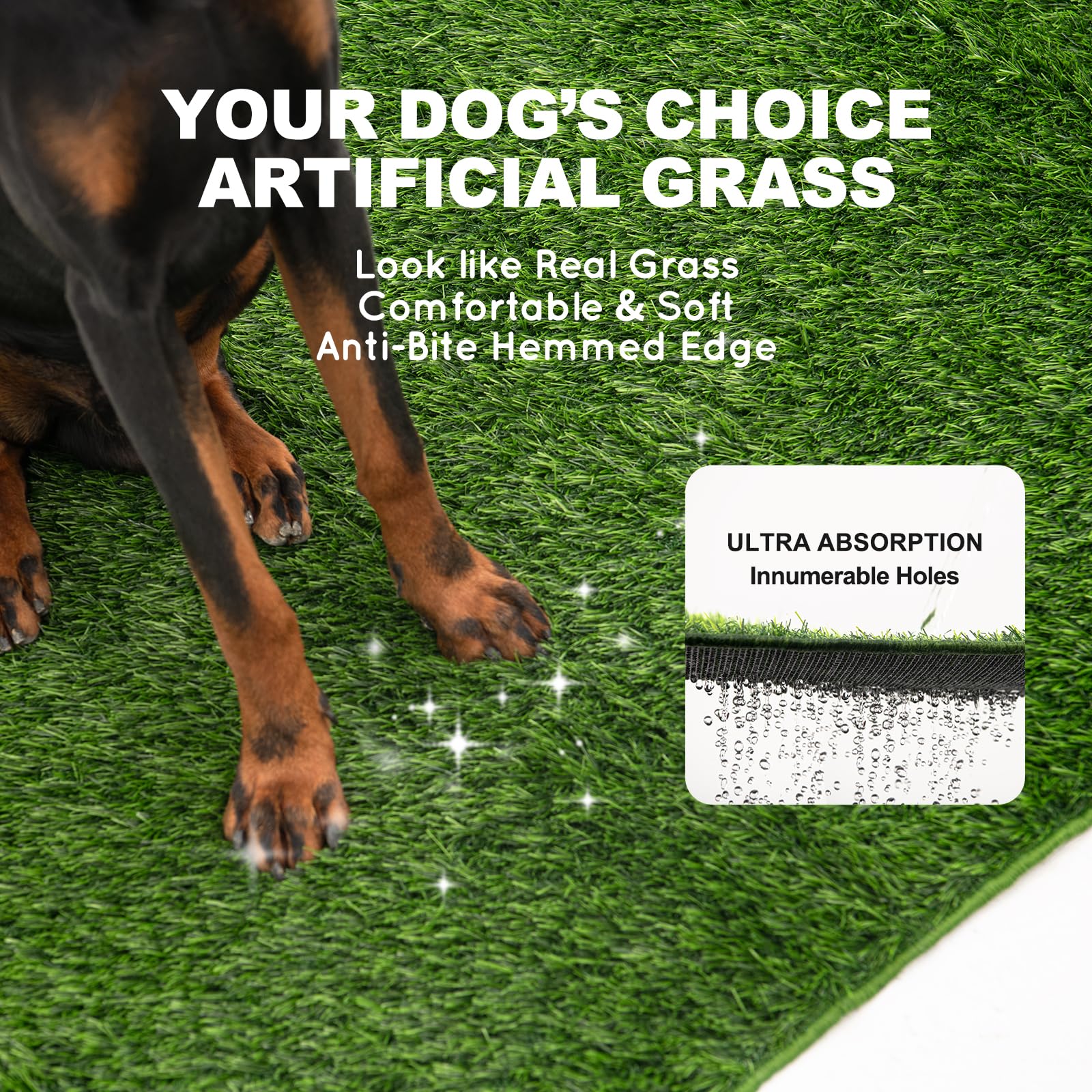 Hq4Us 4Legs Dog Pee Grass With Washable Pee Pads For Dog Litter Box, Large Ultra-Absorbent Artificial Grass Pads For Dogs Potty