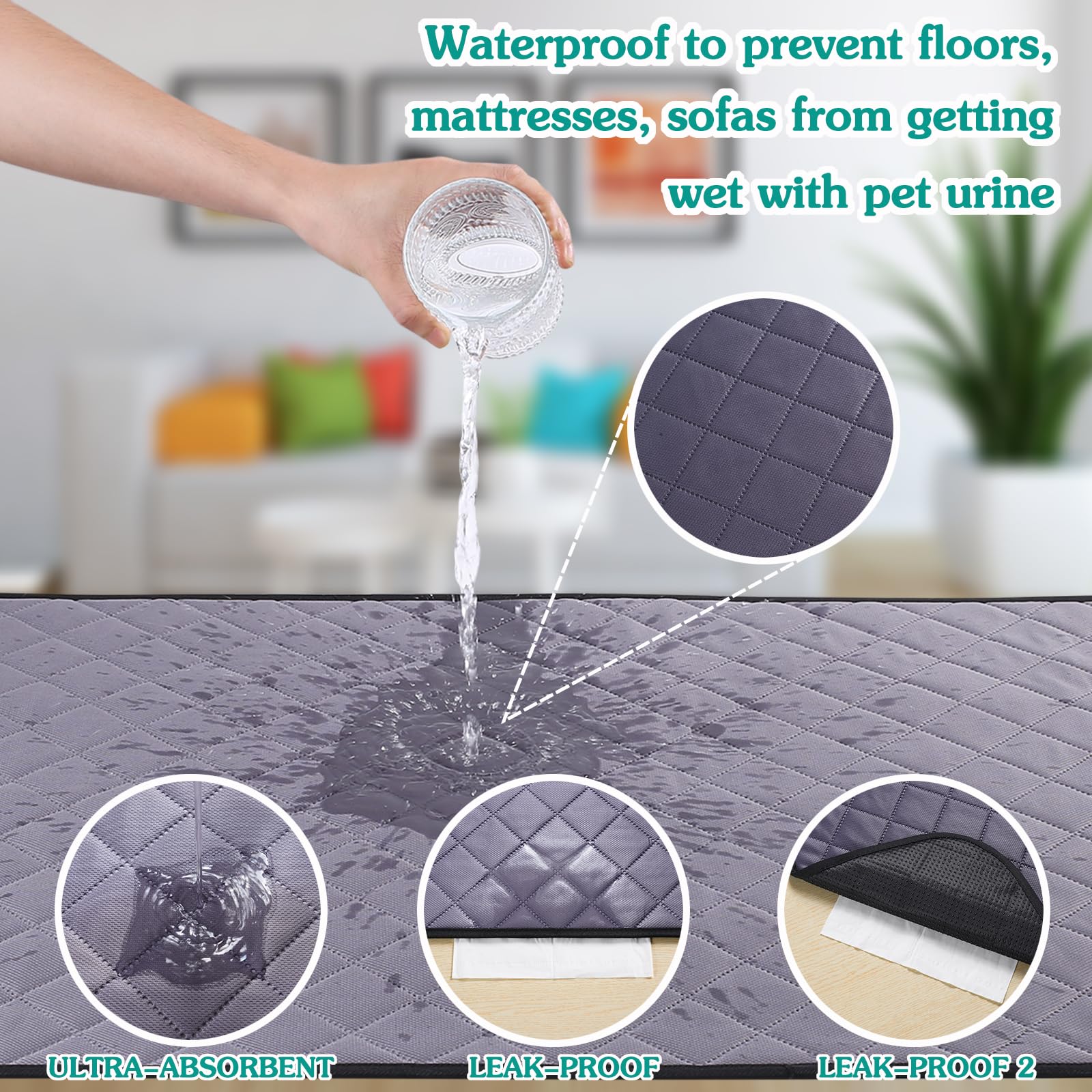 Aitmexcn Guinea Pig Cage Liners - Washable Guinea Pig Pee Pads, Waterproof Reusable & Anti Slip Guinea Pig Bedding Fast And Supe