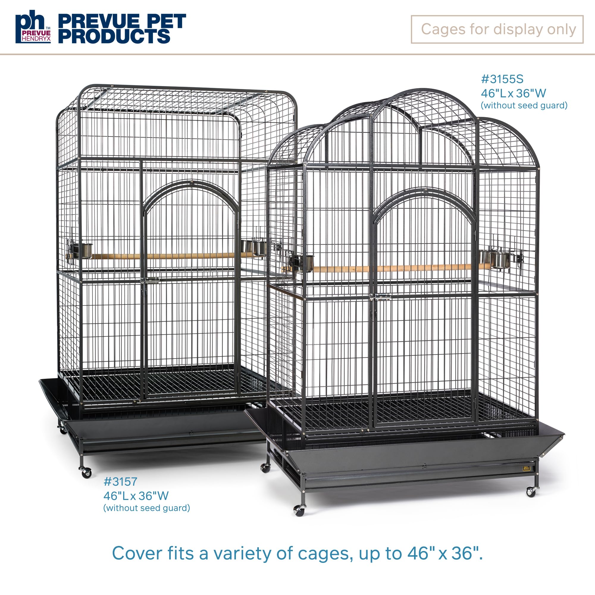 PH Prevue Hendryx Extra Large Black Bird Cage Cover - 50L x 40W x 69H, Model 12506, Durable Protection for Birds