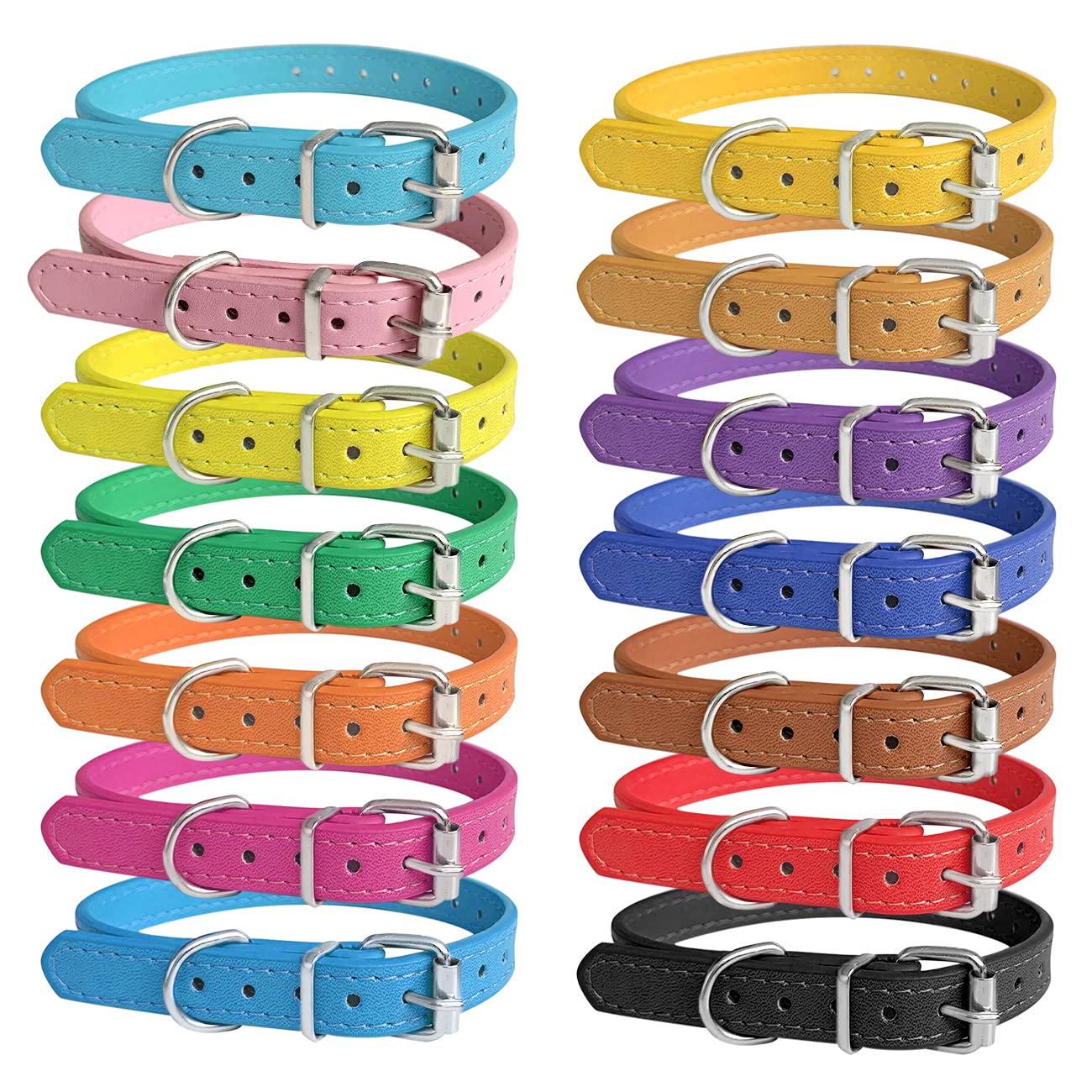 Puppy Collars For Litter - 14 Color Adjustable Id Collar Identification Leather Small Dog Collars For Puppy Medium Large Breed D