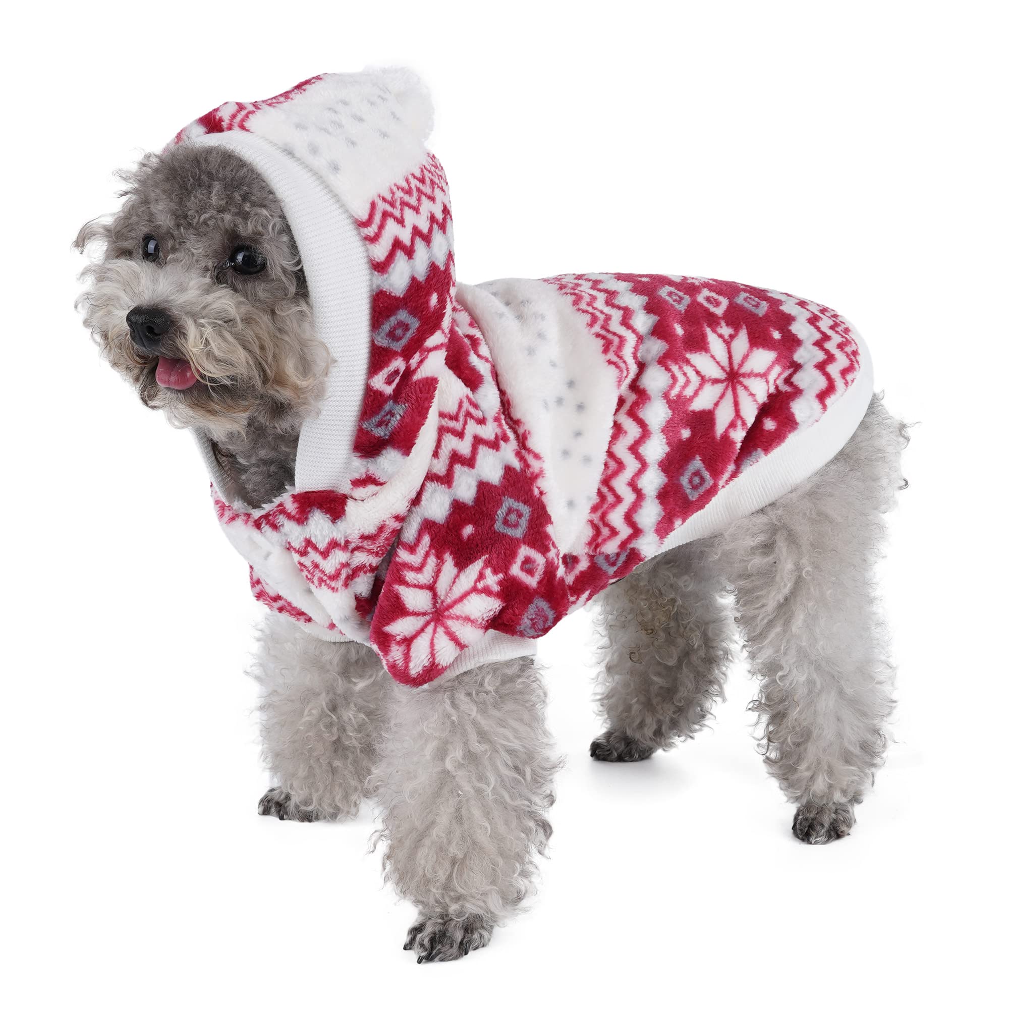 Filhome Dog Christmas Fleece Jacket, Pet Puppy Winter Coat Xmas Hoodie Warm Clothes For Dogs Cats Outfit Apparel