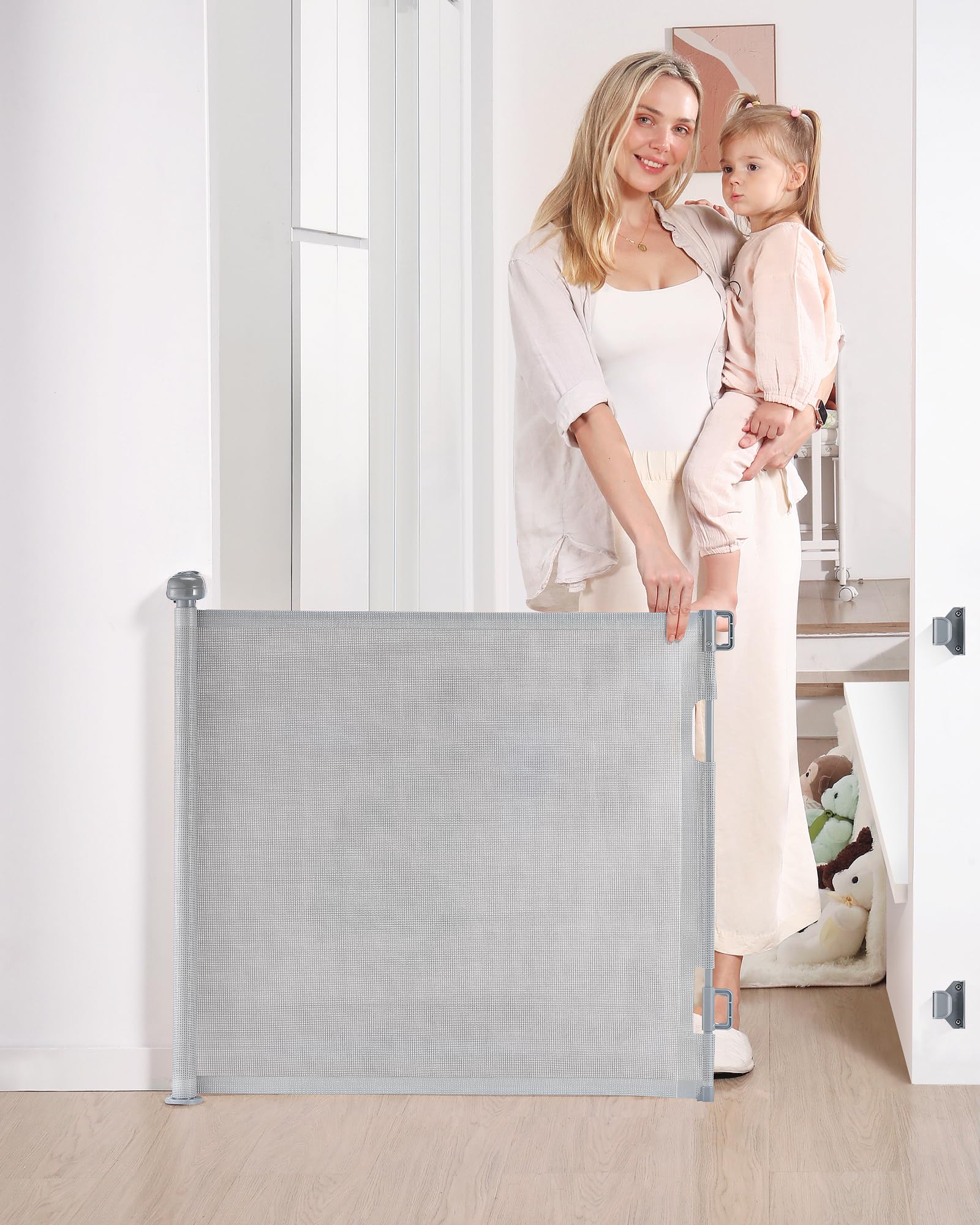 Likzest Retractable Baby Gate, Mesh and Pet Gate 33/'' Tall, Extends up to 55/'' Wide, Child Safety Gates for Stairs Doorways Ha