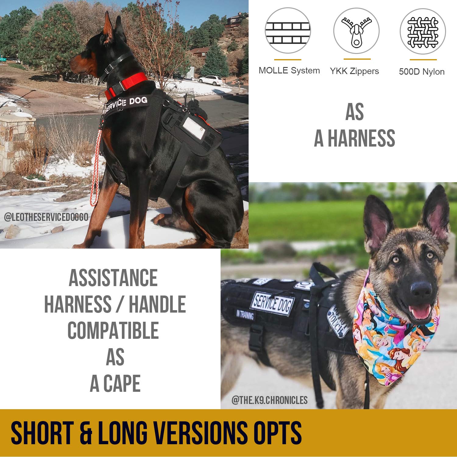 OneTigris Service Dog Harness No-Pull Dog Harness Adjustable Comfort Pet Dog Vest Harness for Outdoor Walking