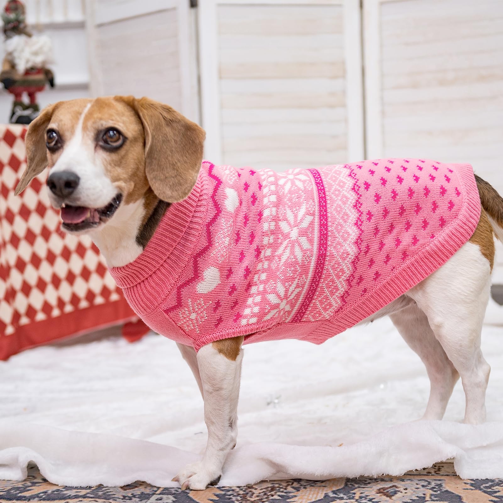 Scenereal Dog Sweaters For Small Medium Large Dogs, Turtleneck Pullover For Christmas Winter Holiday, Snowflake Coat Dog Clothes