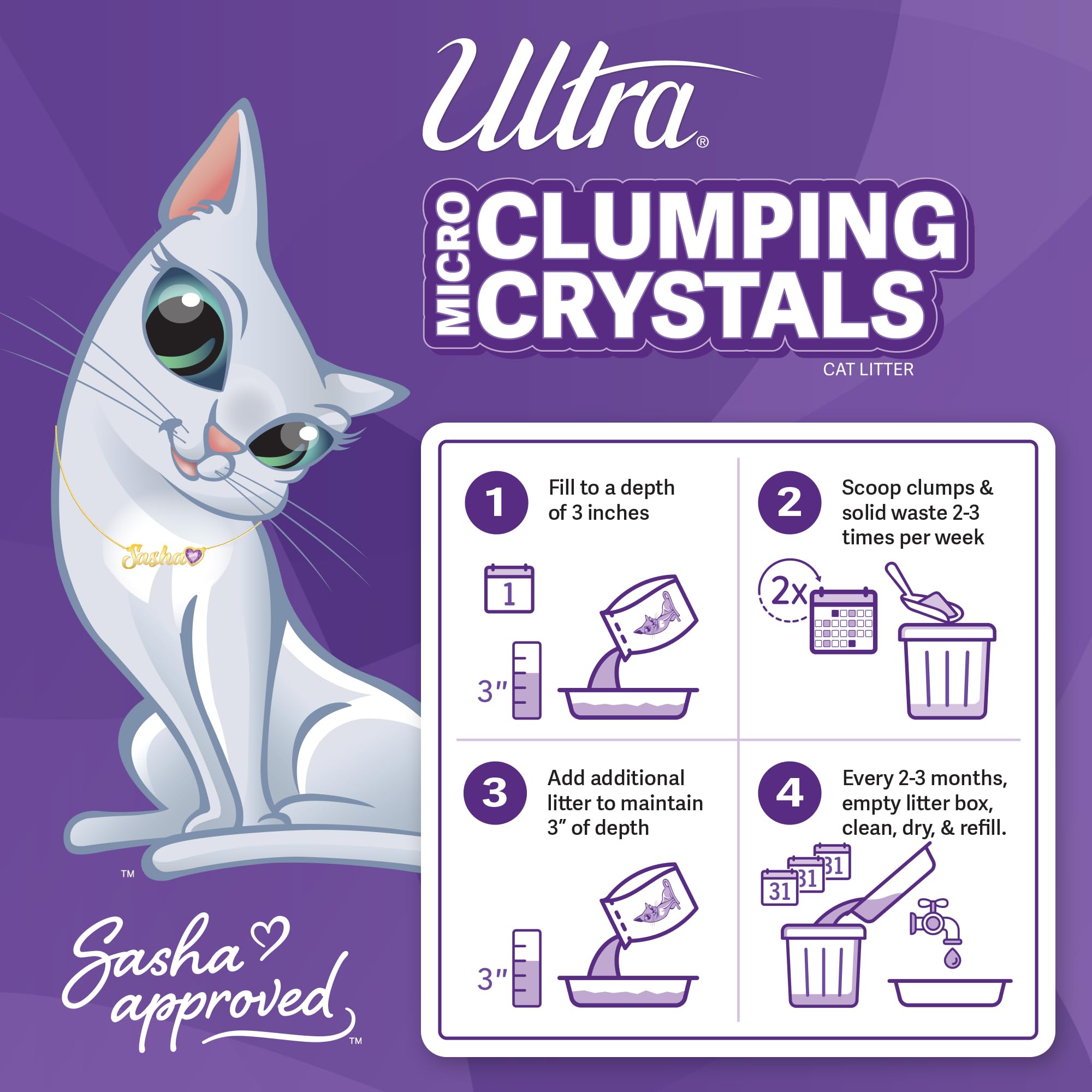 Ultra Clumping Micro Crystals Premium Cat Litter - Dust Free, Soft On Paws, Fragrance Free - 15 Lbs. Total (3Pk Of 5 Lbs.)