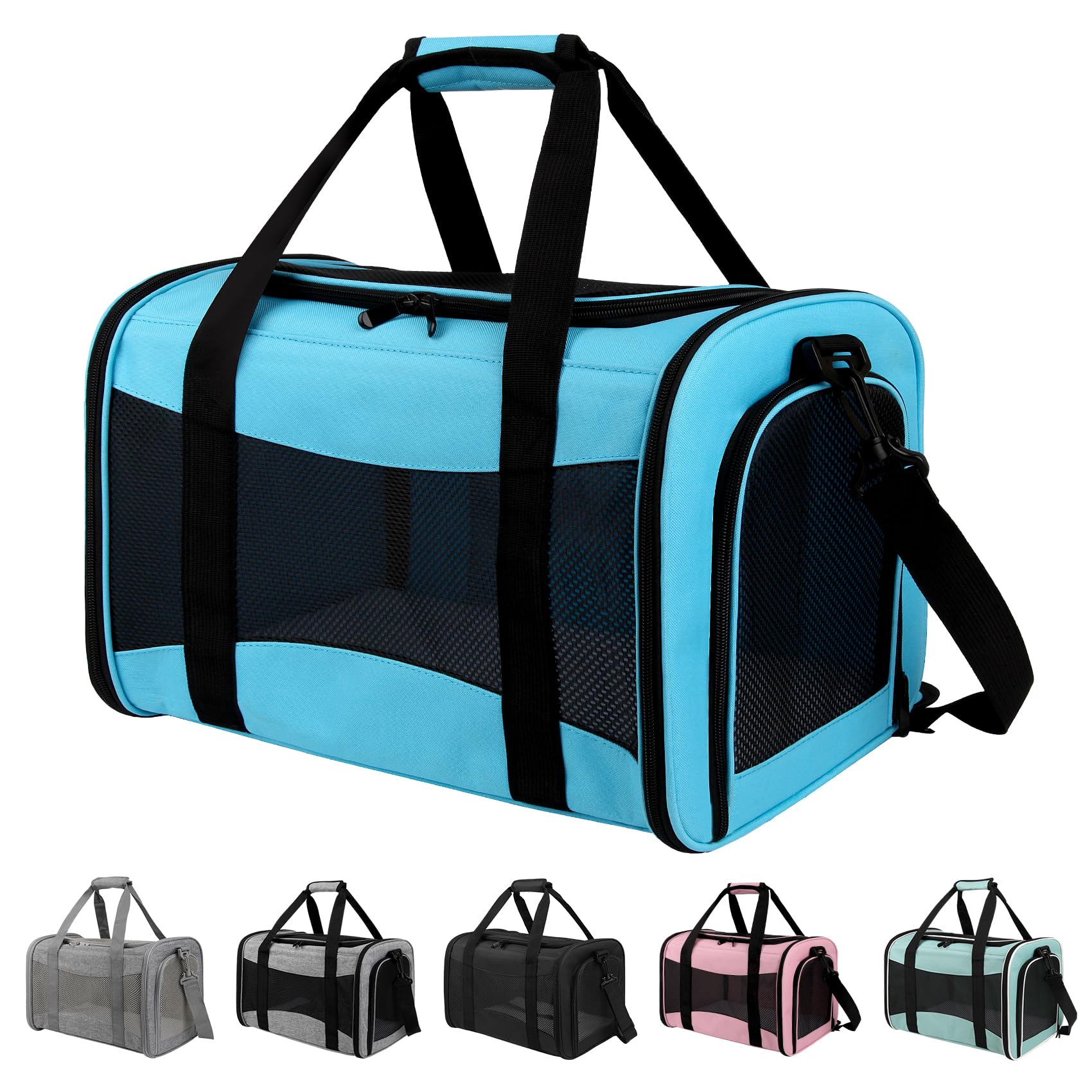 Yipincover Pet Carriers Soft-Sided Airline Approved Carrier Bag For Small Cats Dogs (Medium,Blue)