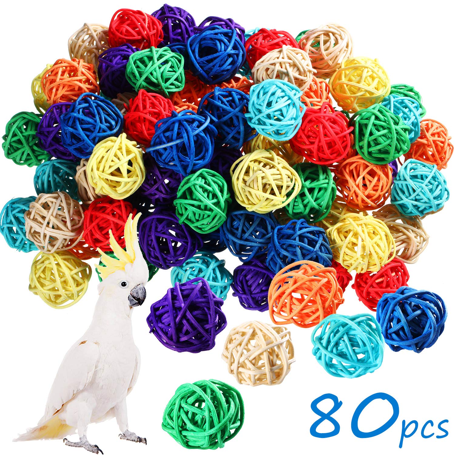 Sumind 80 Pieces Parrot Toy Wooden Blocks Bird Chewing Toys Mini Wood Chips Small Parrot Cage Accessories For Diy Playing Chewin