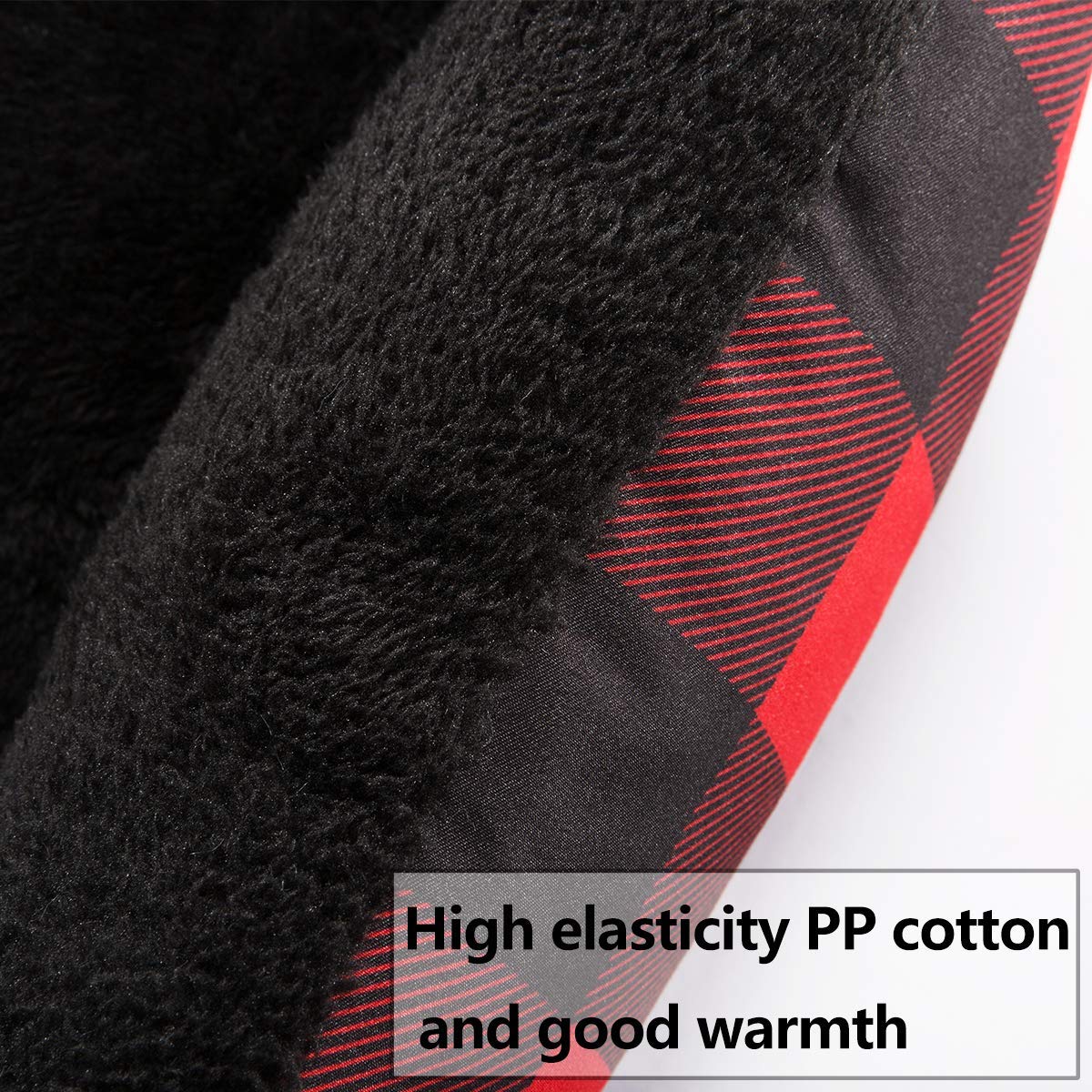 Hollypet Printed Flannel Rectangle Plush Dog Cat Bed Self-Warming Pet Bed, Red Checked