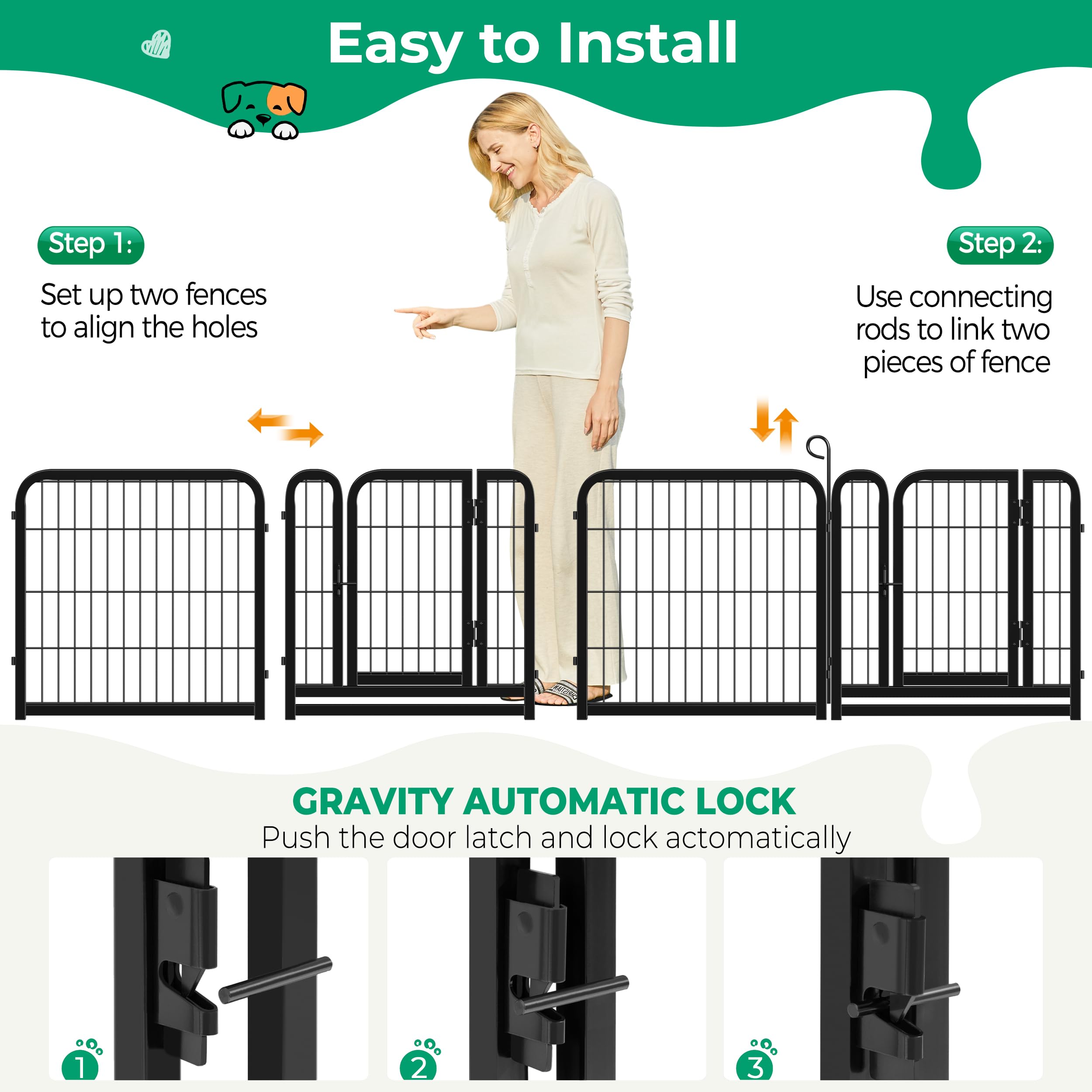 Yaheetech Dog Playpen Outdoor 24 Inch 12 Panels Indoor Dog Fence Metal Dog Pen Heavy Duty Pet Puppy Exercise Pen For Rv Camping