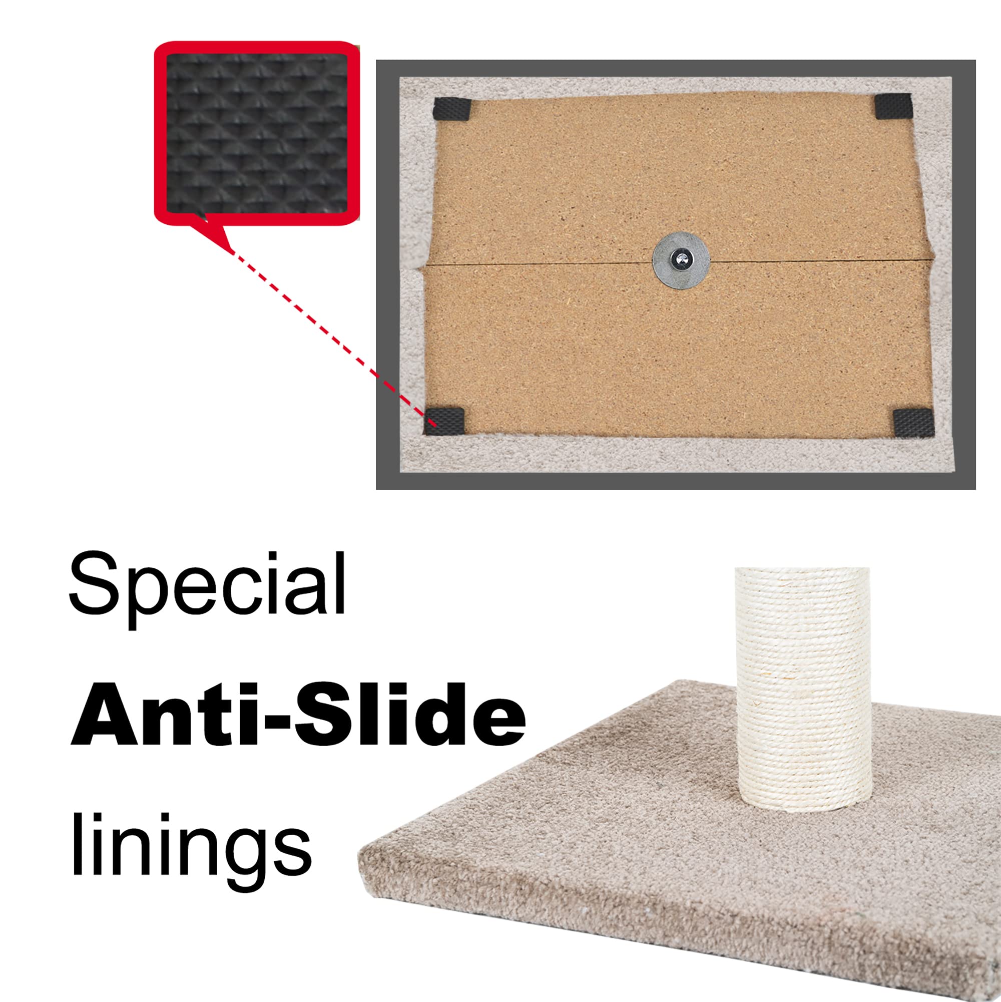 Cat Scratching Post Carpet, Tall Big Sisal Rope Cat Scratch Pole For Cats And Kittens, Stable Carpeted Heavy Base (Beige/Yellow)