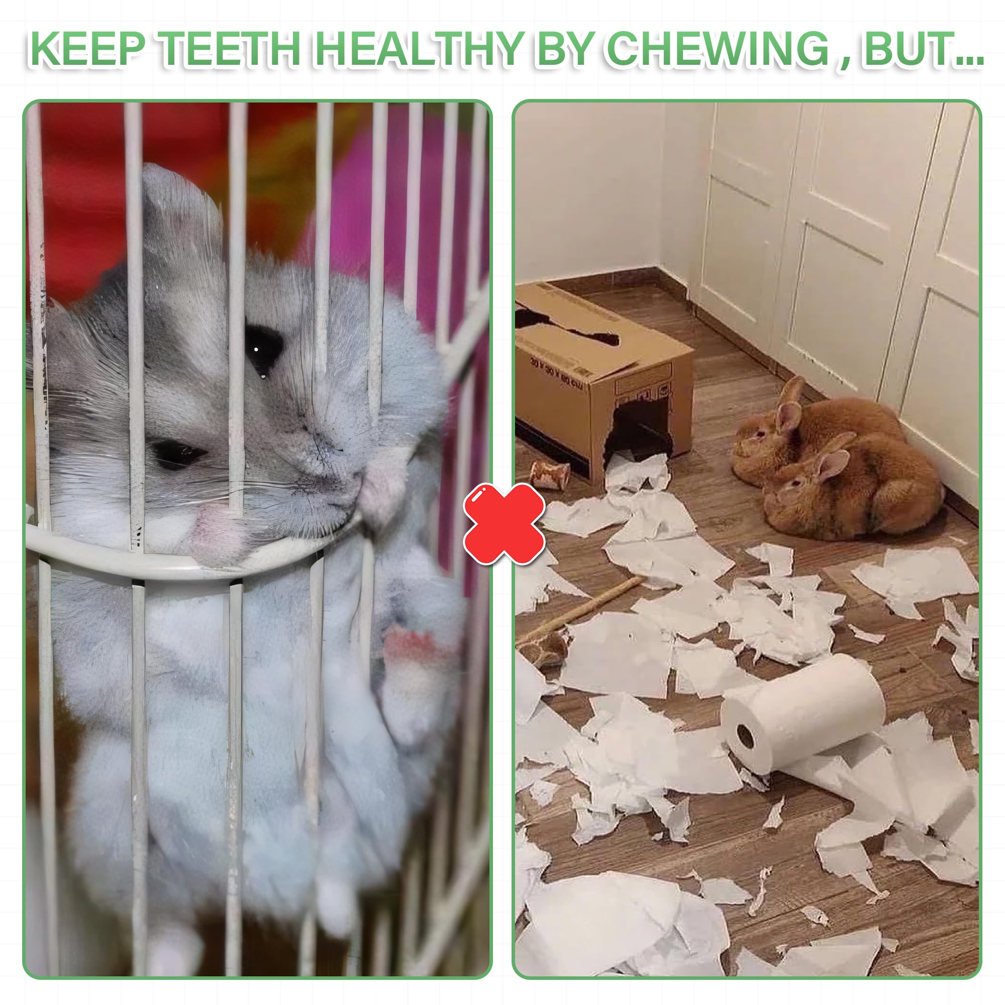 Wookiwuki Rabbit Toys 33Pcs, Natural Hay Hamster Chew Toys For Teeth, Handmade Dried Sweet Teething Grass Sticks Watercress Carr