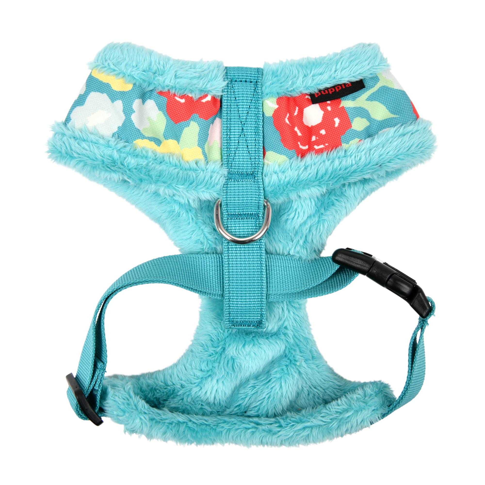 Puppia Alyssa Dog Harness Over-The-Head Warm Winter Flower Pattern Adjustable Chest For Small And Medium Dog, Aqua, X-Large