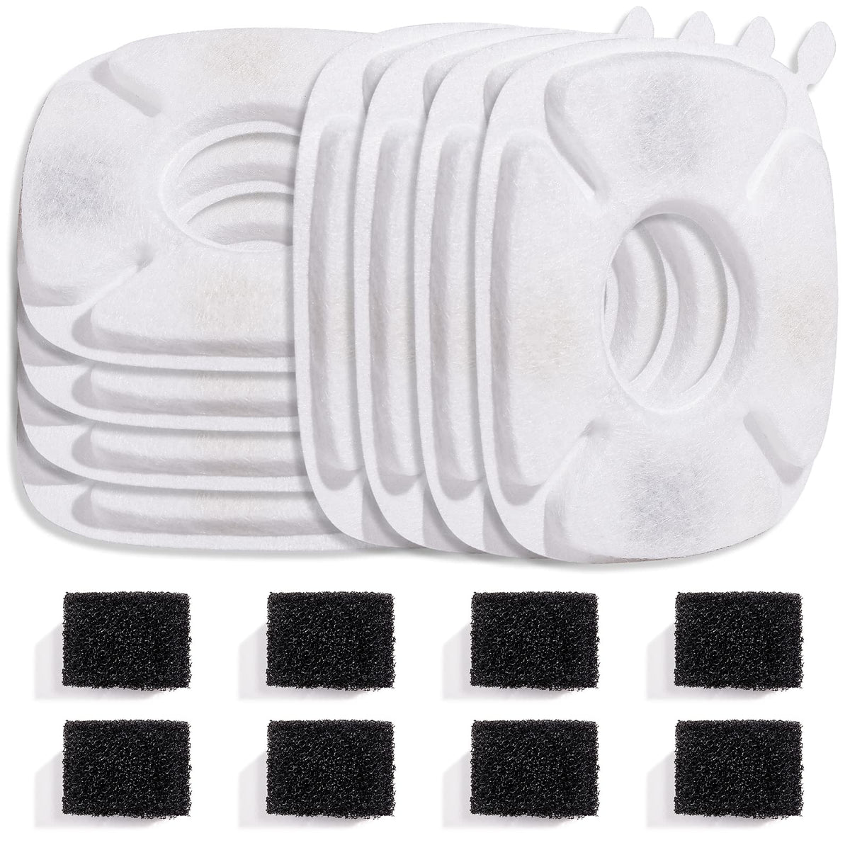 Veken 8 Pack Replacement Filters & 8 Pack Replacement Pre-Filter Sponges For 95Oz And 67Oz Automatic Pet Fountain Cat Water Foun