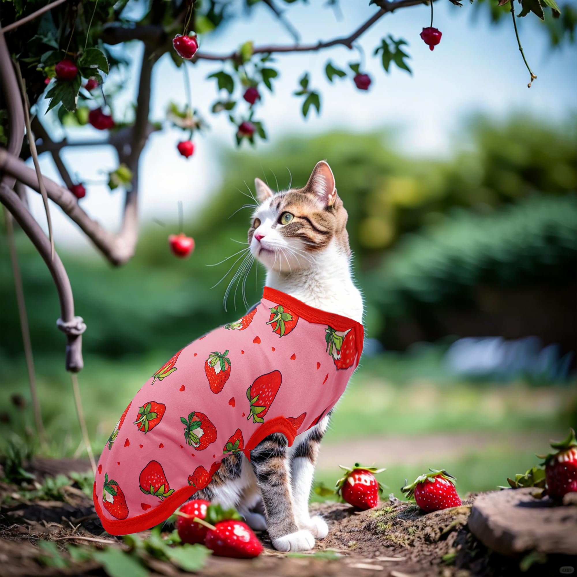 Jpgdn 2Pcs/Pack Dog Shirts Sleeveless For Extral Large Xl Breed Dog Girl Pink Red Strawberry Cherry Print Puppy Clothes Vest Out