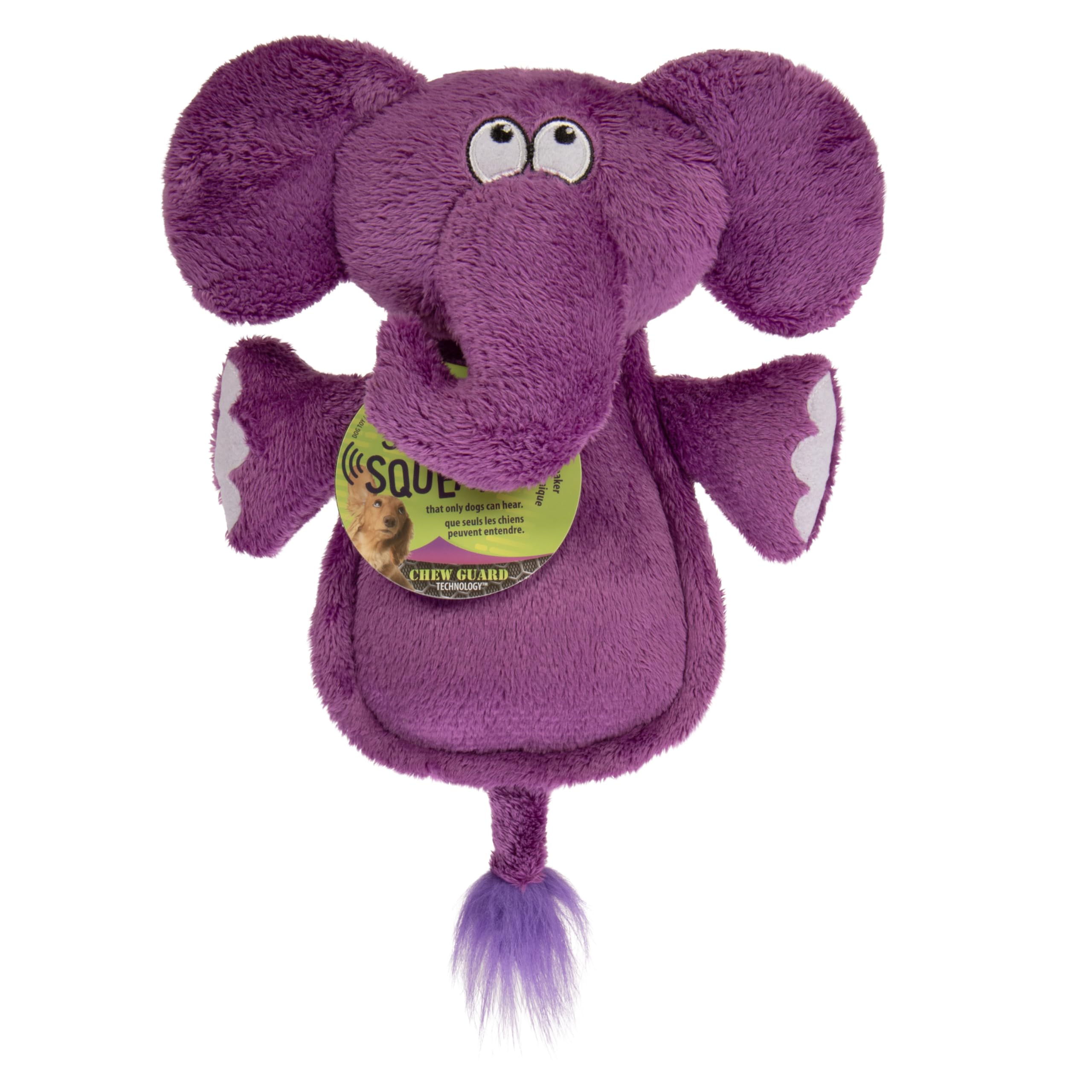 Hear Doggy Flatties With Chew Guard Technology Dog Toy, Elephant, Purple, Large (58547)