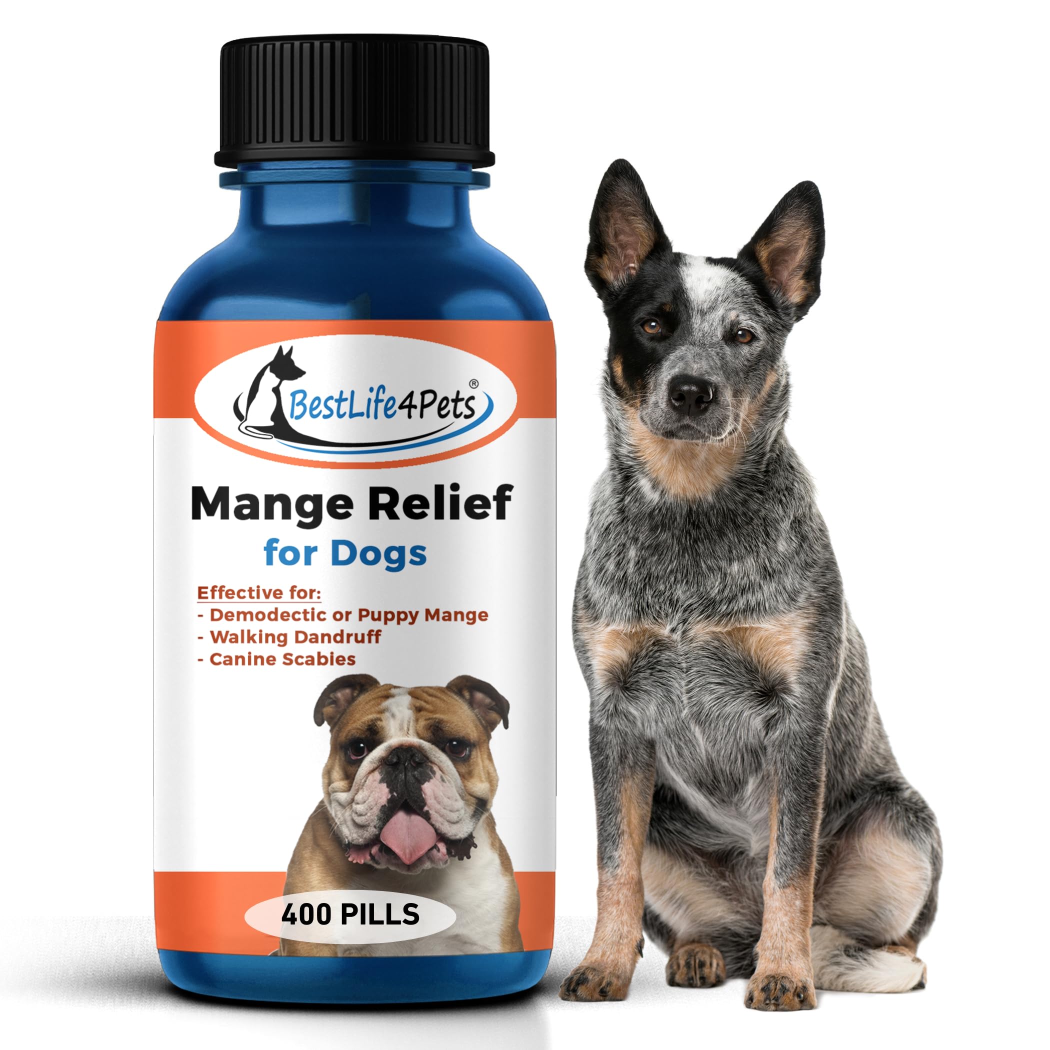 BestLife4Pets Demodectic Mange Relief for Dogs - All Natural Healthy Coat and Itch Relief for Puppy Mange, Canine Scabies and Wa