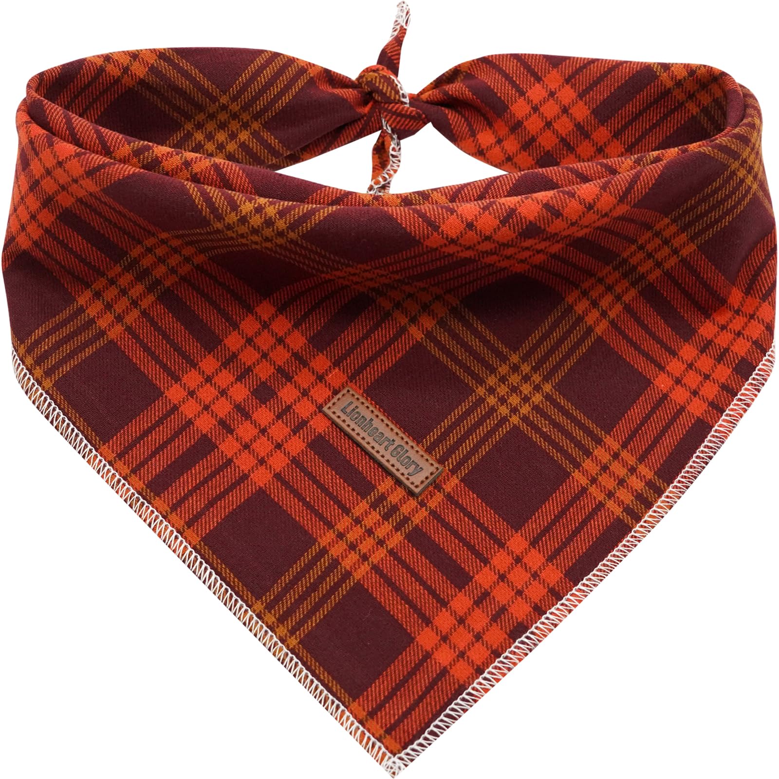 Lionheart Glory Dog Bandana 1 Pack Washable Soft Plaid Dog Scarf, Fall Bib Scarf Boy Girl Bandana Square Adjustable Dog Bandanas