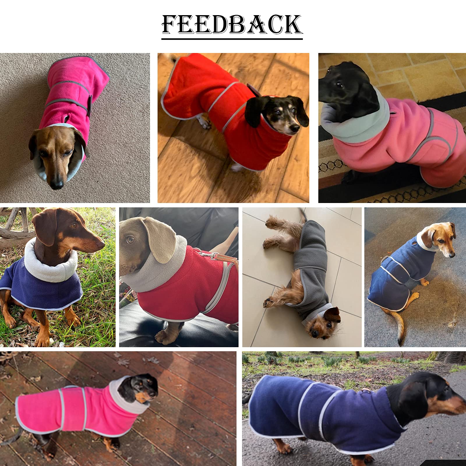 Dachshund Coats Sausage Dog Fleece Coat In Winter Miniature Dachshund Clothes With Hook And Loop Closure And High Vis Reflective
