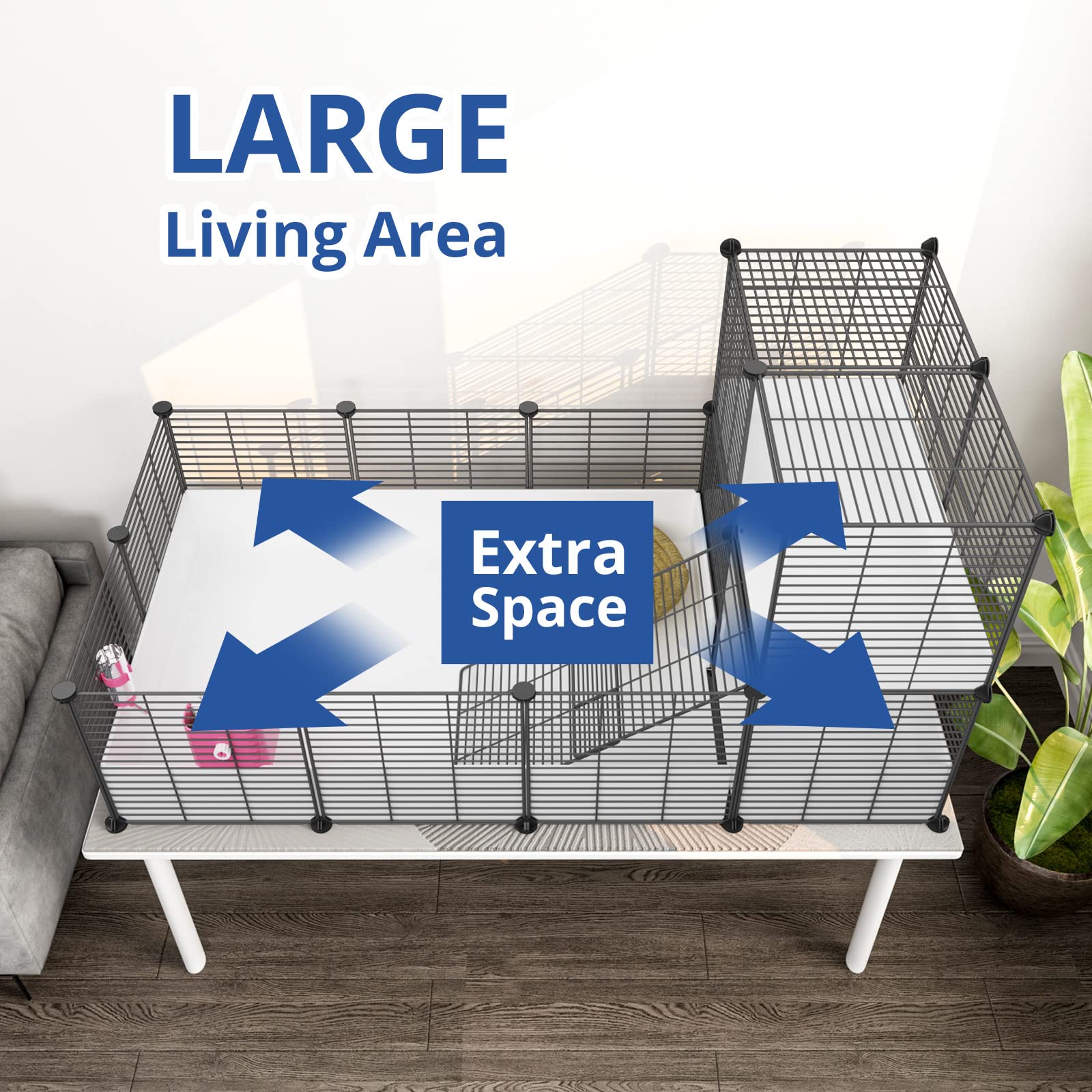 Oneluck Guinea Pig Cage,Indoor Habitat Cage With Waterproof Plastic Bottom,Playpen For Small Pet Bunny, Turtle, Hamste, Loft And