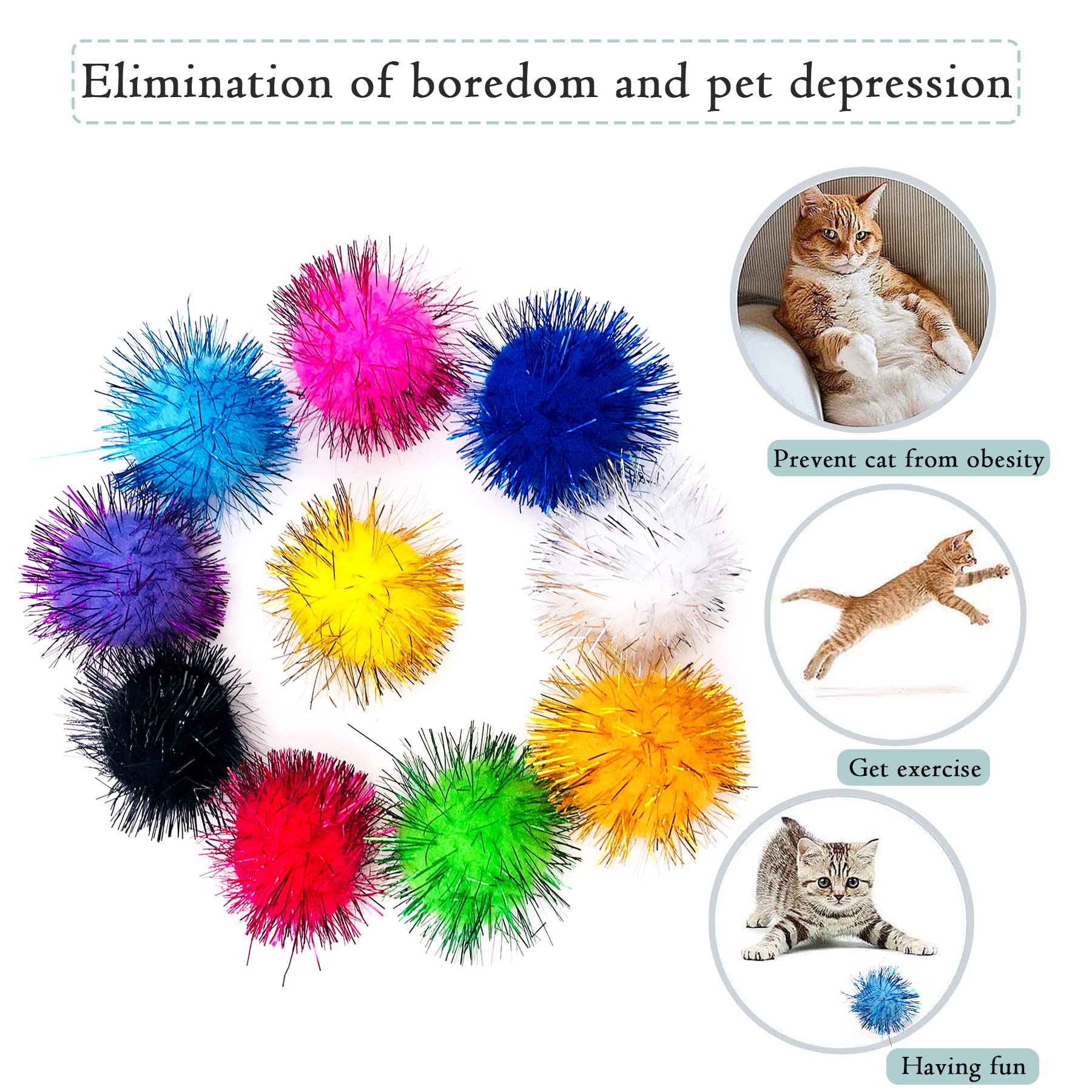 Pet Show Pack Of 30Pcs Cat Toy Balls Set Interactive Pompoms Kitten Toys Golden Thread Ball Paper Balls Quiet Indoor Outdoor Footballs Play Activity Chase Training