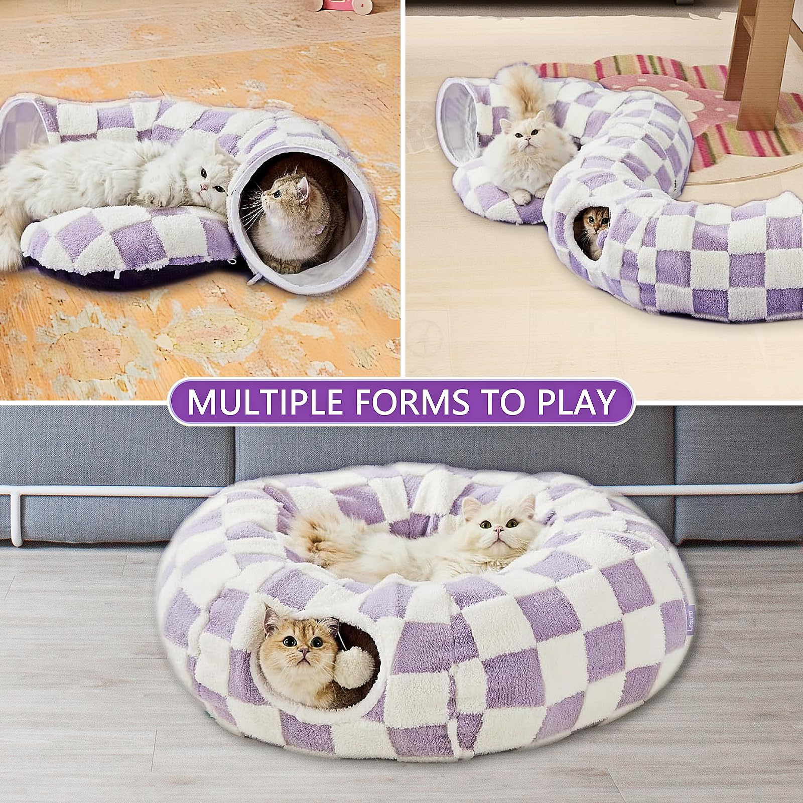Dfengdf Cat Tunnel Bed For Indoor Cat Donut Tunnel Peekaboo Cat Cave With Washable Cushion Cat Tube Toys For Kitten Puppy Rabbit