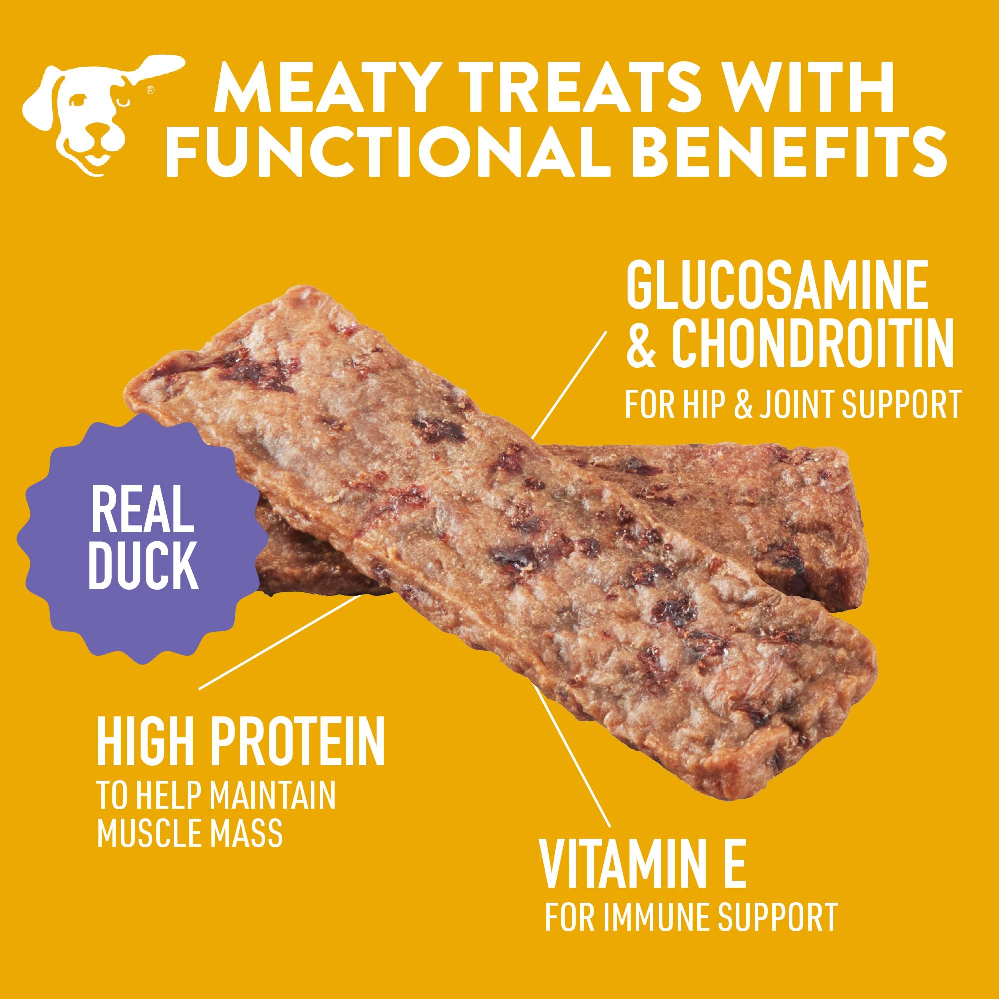 DOGSWELL Jerky Hip and Joint Dog Treats Grain Free Made in USA Only, Glucosamine and Chondroitin, 10 oz Duck (842194)