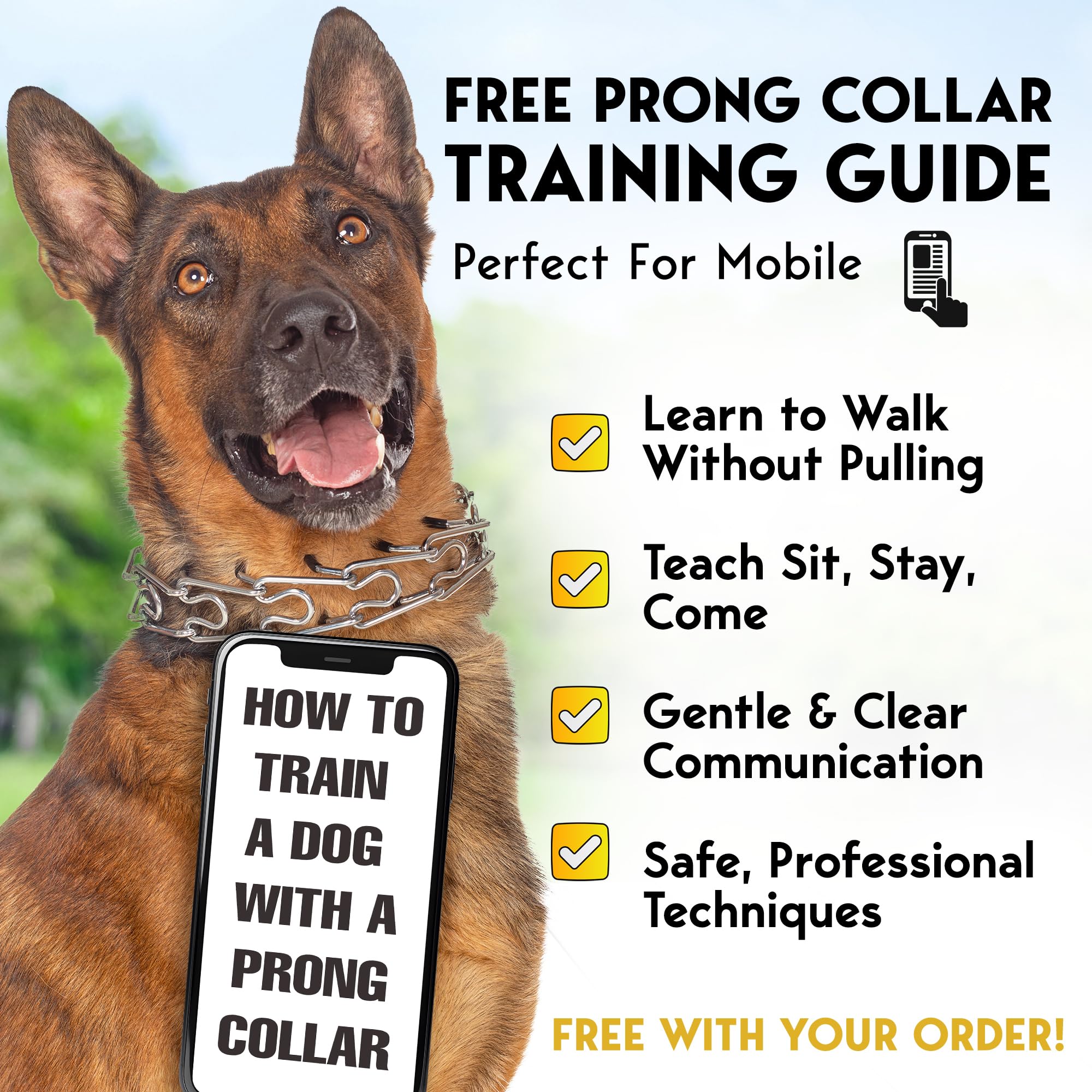 Petjett Prong Collar For Dogs - No Pull Choke Collar For Dogs, Pinch Collar For Dogs, Dog Training Collar & Dog Walking Tool For Small, Medium, Or Large Breed - Stainless Steel Metal Dog Choker Chain