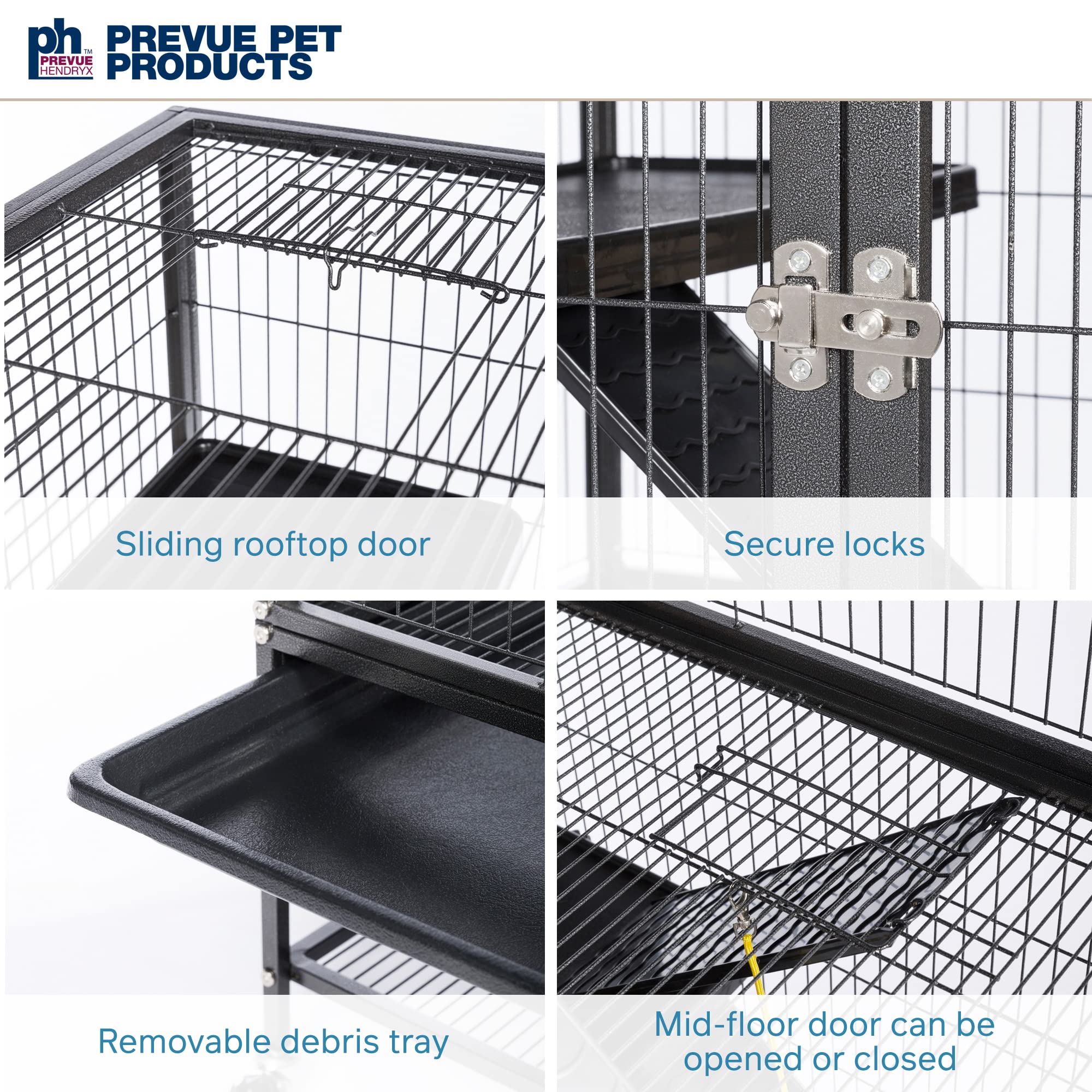 Prevue Pet Products 485 Feisty Ferret Home with Stand, Black Hammertone