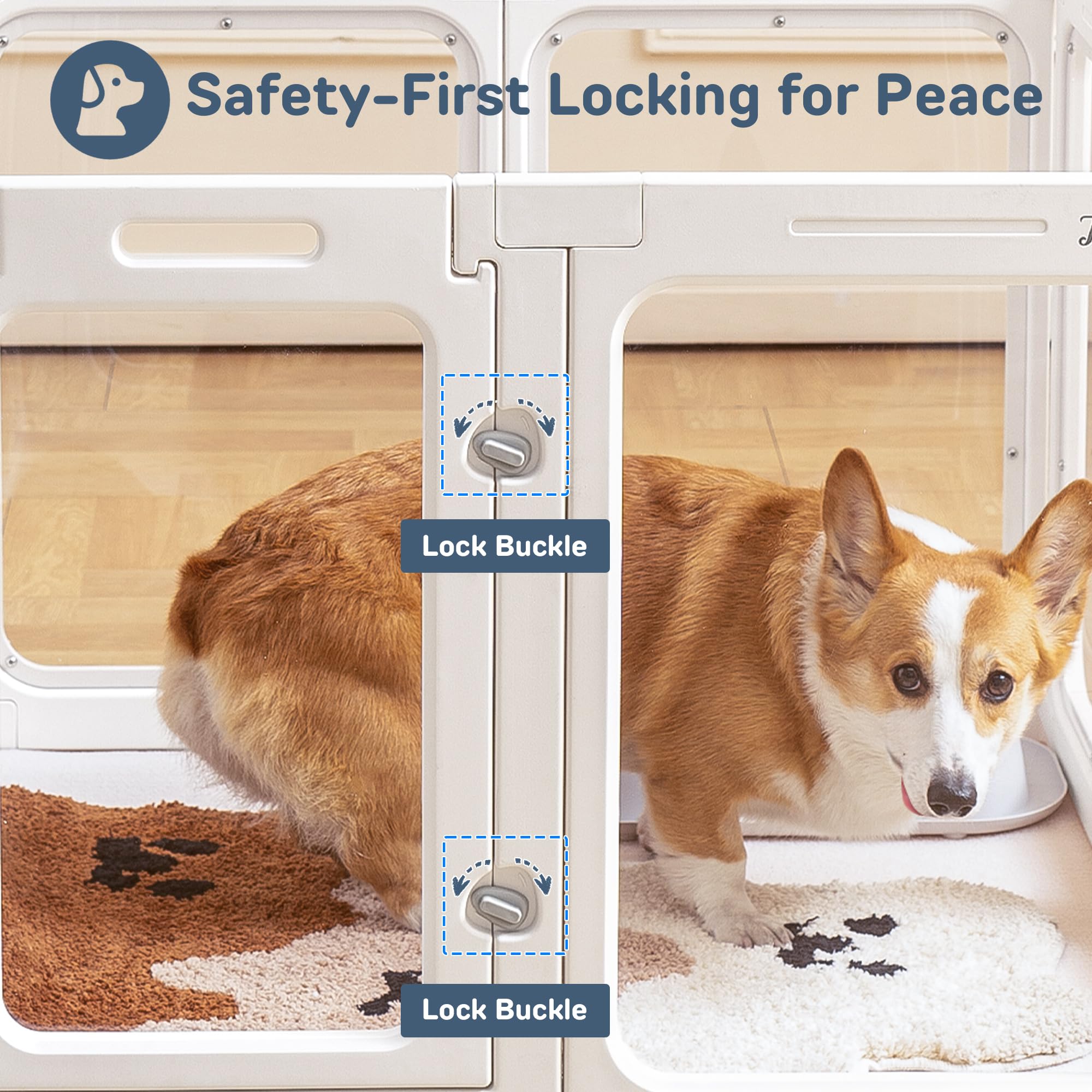 Jalove Clear Dog Playpen Indoor, 24'' Acrylic Plastic Pet Play Pen With Door, Playpen For Puppy Cat Rabbit Ferret, Easy To Insta