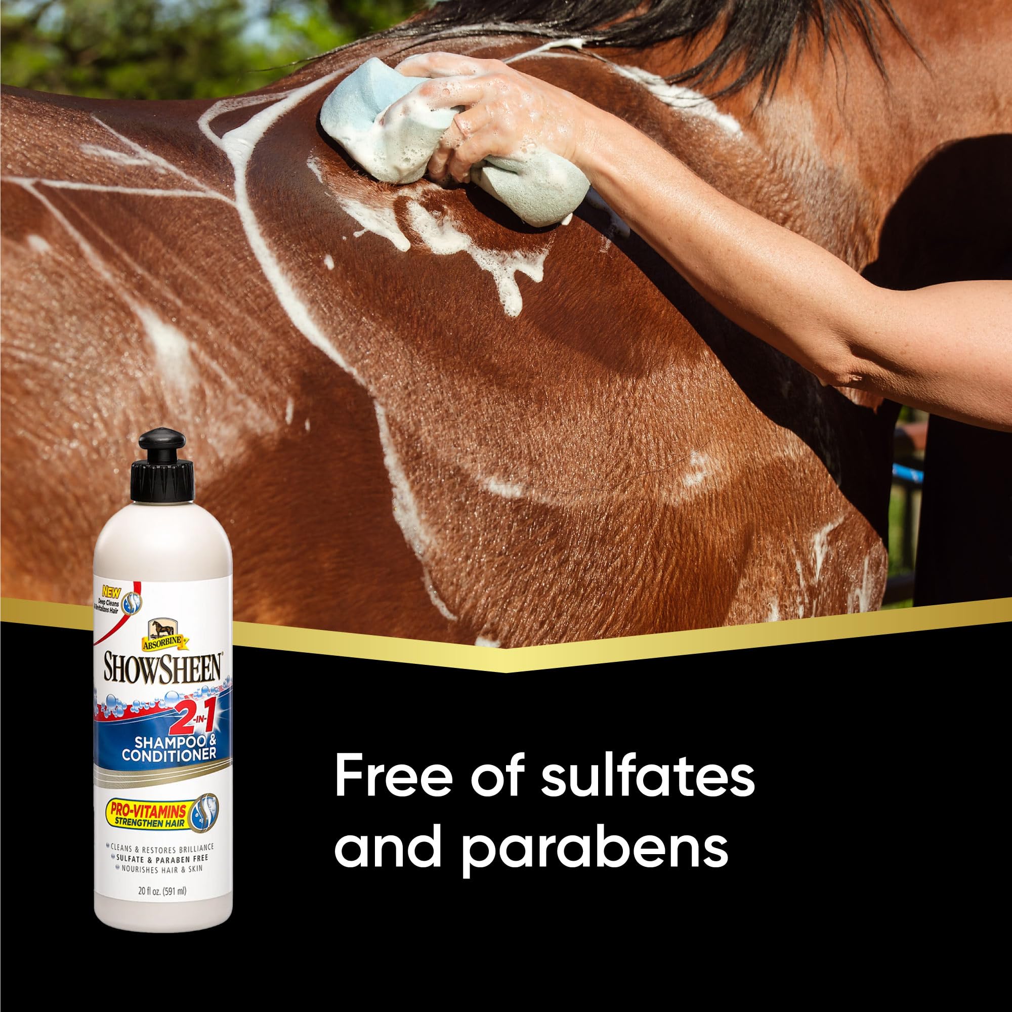 Absorbine Showsheen 2-In-1 Shampoo & Conditioner, Sulfate And Paraben-Free, 20Oz