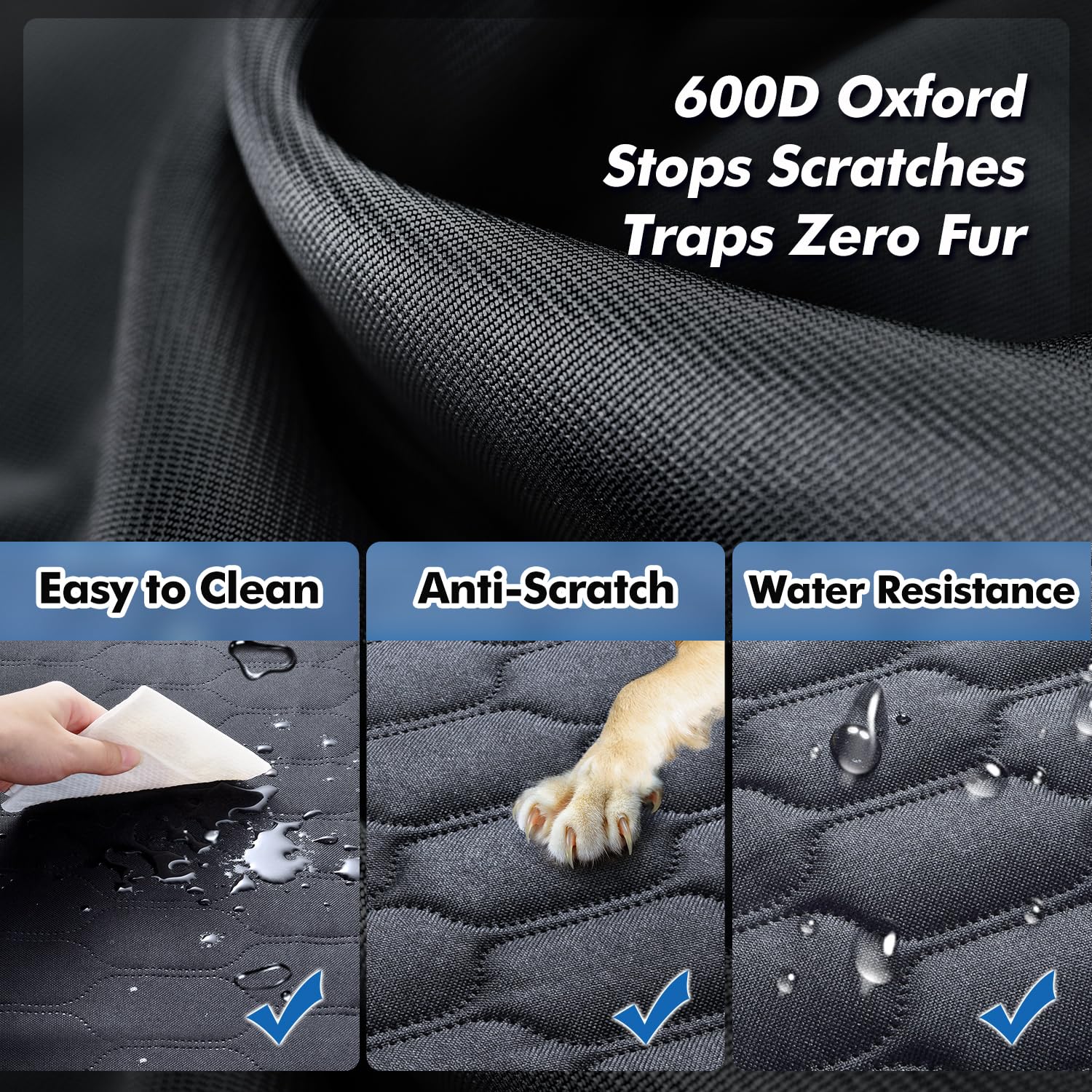 Chumajor 3-in-1 Convertible Dog Car Seat Extender & Booster Seat - 400lb Capacity, Waterproof 600D Oxford with Hard Bottom, Scra