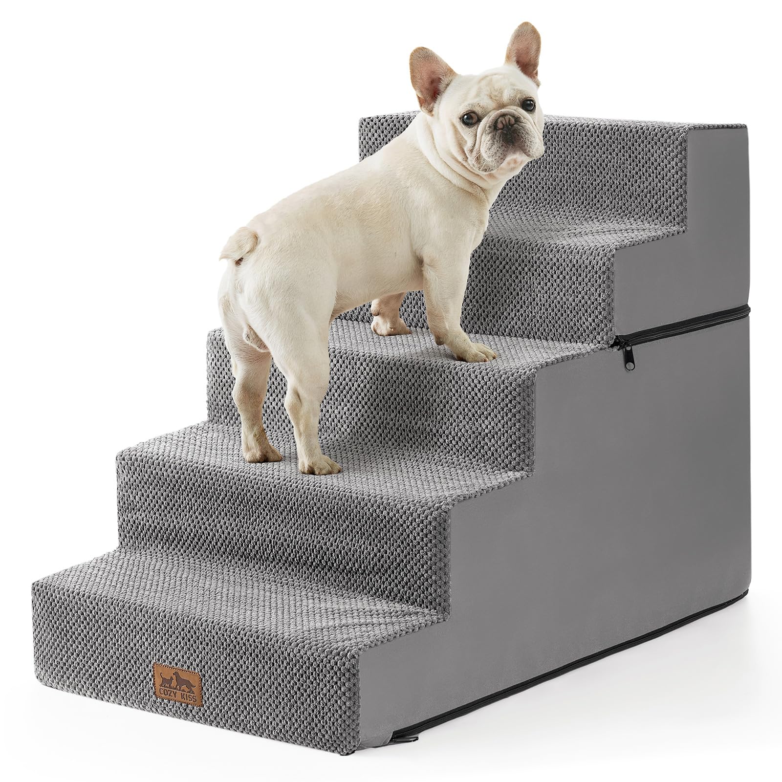 COZY KISS Dog Stairs for Small Dogs, 5 Tier Removable Wider Pet Stairs for Couch and Bed, 23.6 H Non-Slip Dog Steps for Puppies 