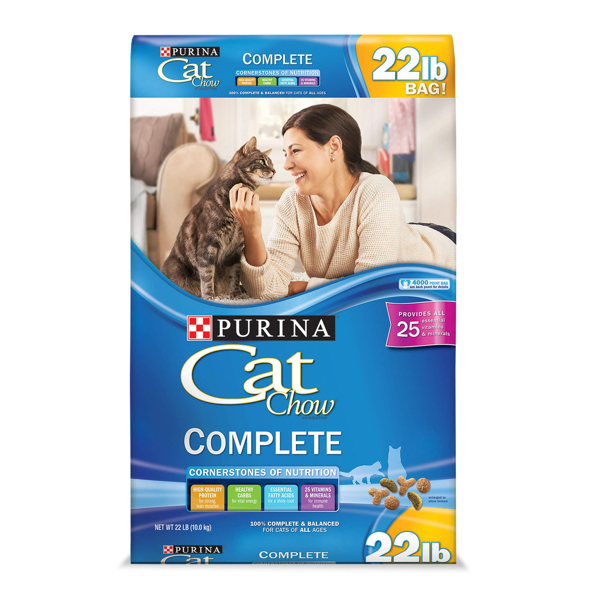 Purina Cat Chow High Protein Dry Cat Food, Complete - 22 Lb. Bag