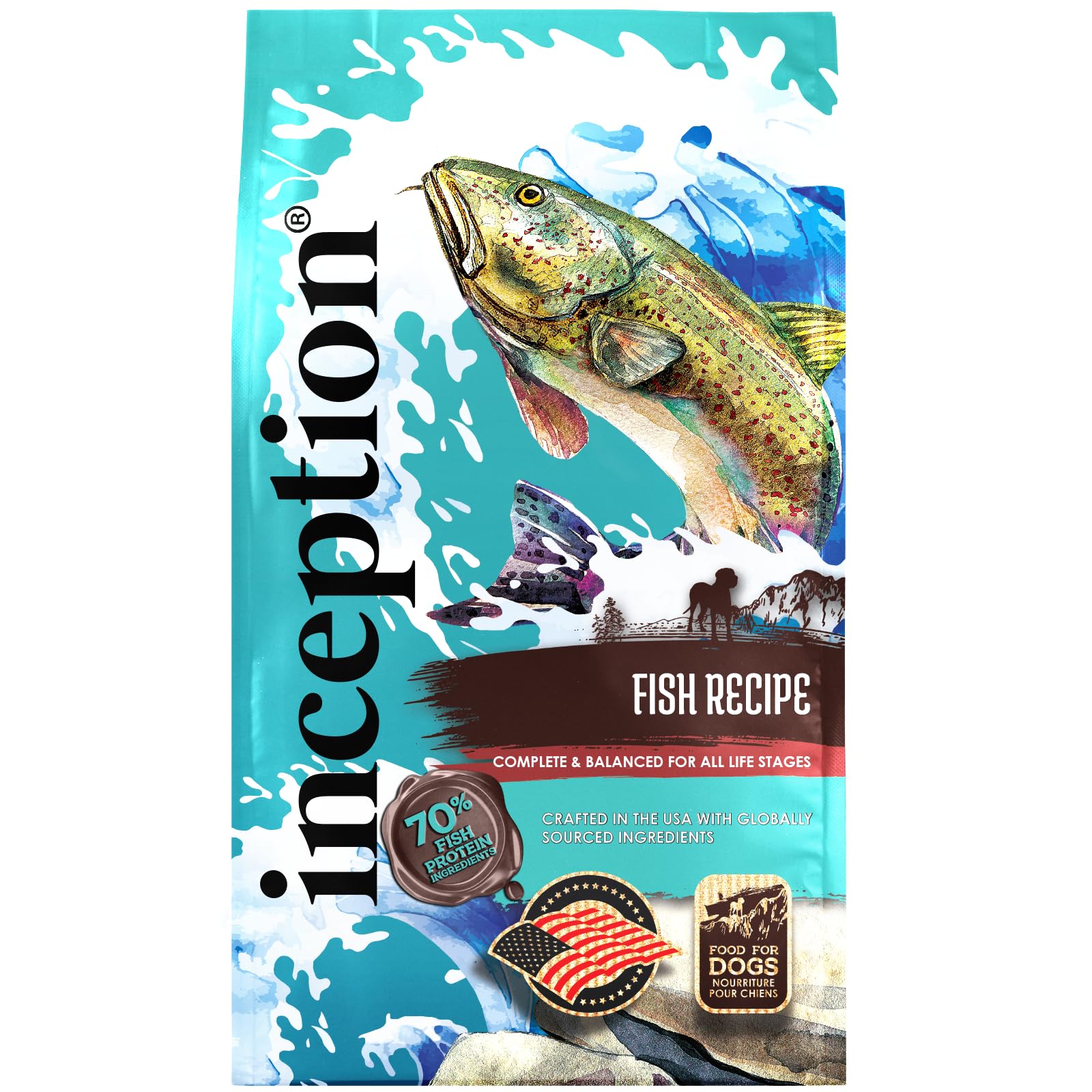 Inception Dry Dog Food Fish Recipe - Complete and Balanced Dog Food - Legume Free Meat First Dry Dog Food - 4 lb. Bag (13278)