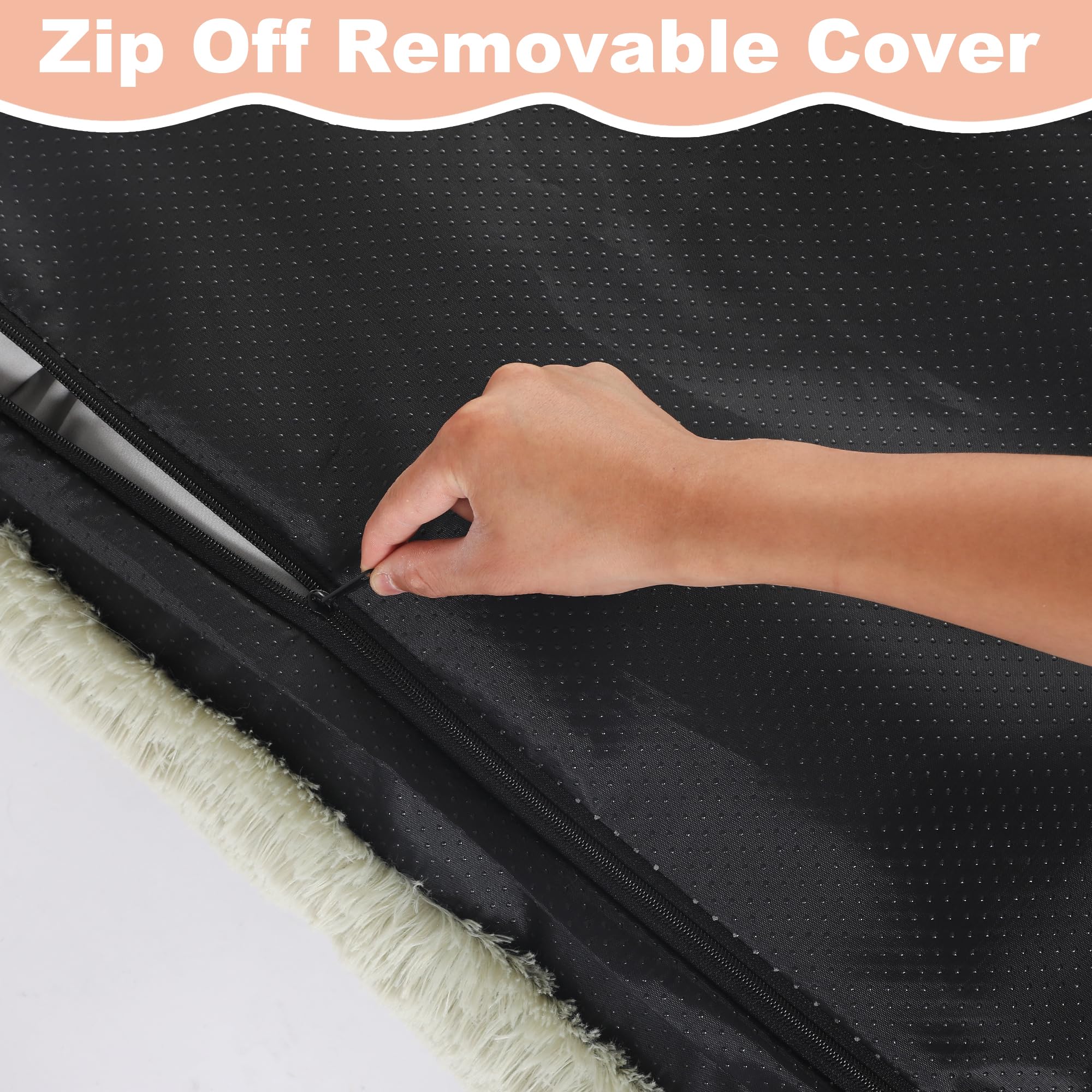 Bedfolks Waterproof Crate Bed, Plush Dog Kennel Pad With Removable Cover, Faux Fur, Washable, 35'X23', Sage Green