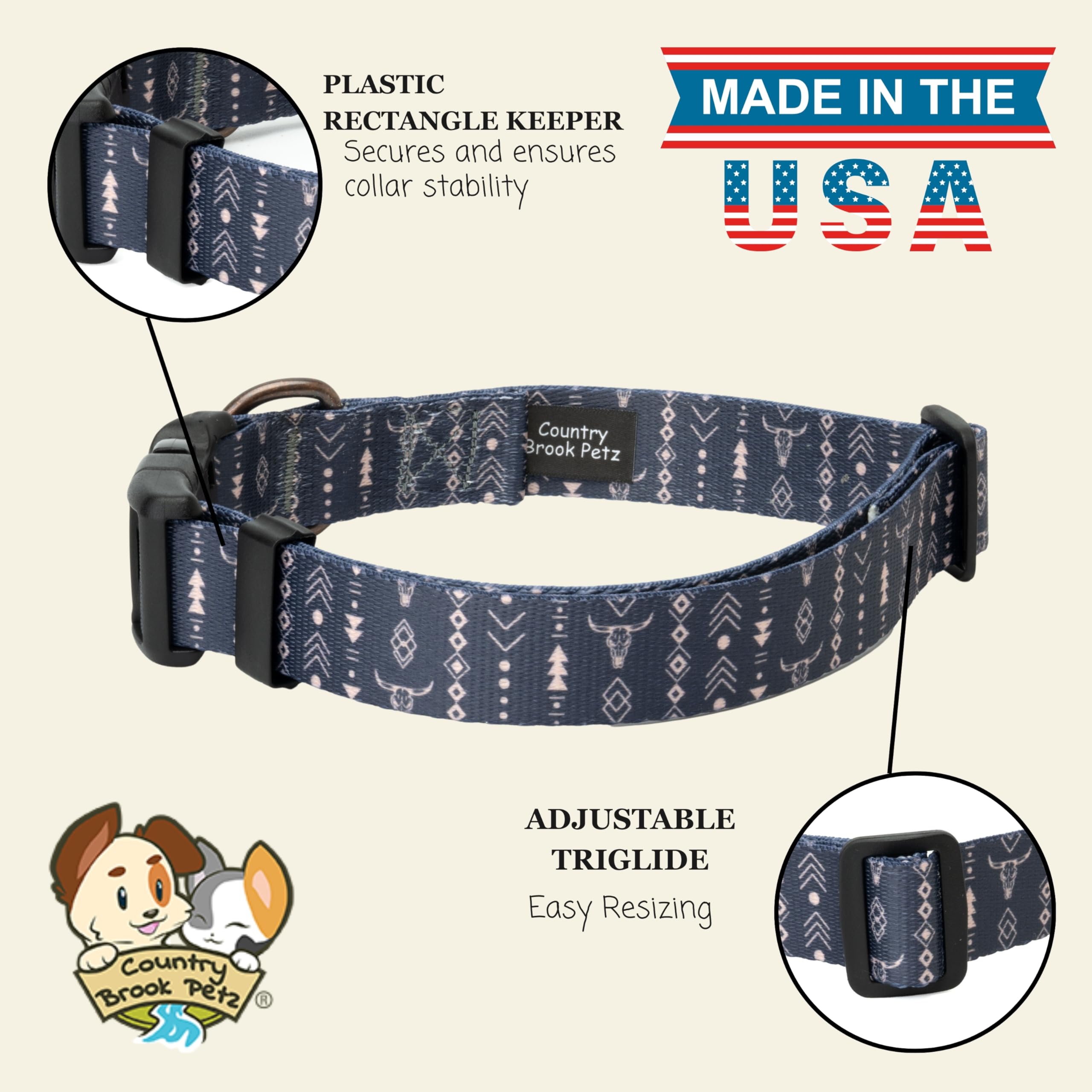 Country Brook Petz - Deluxe Copper Mesa Dog Collar - Made In The U.S.A. - Country And Western Collection Featuring Rustic Design