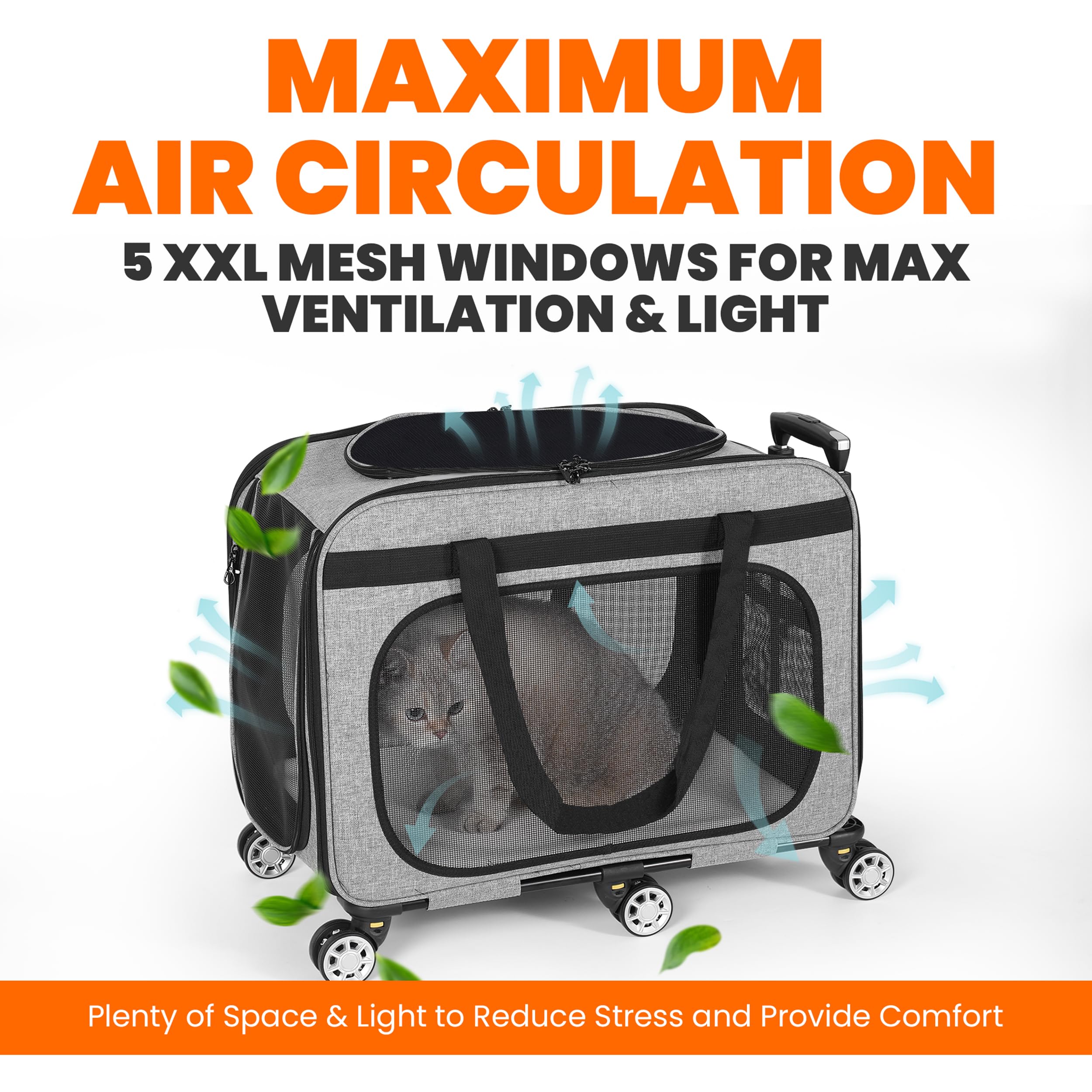 Xl Cat & Small Dog Carrier | 25' L X 16' W X 17' H - Up To 40 Lbs - Not Tsa Compliant - Small Dogs Or Large Cat Carrier With