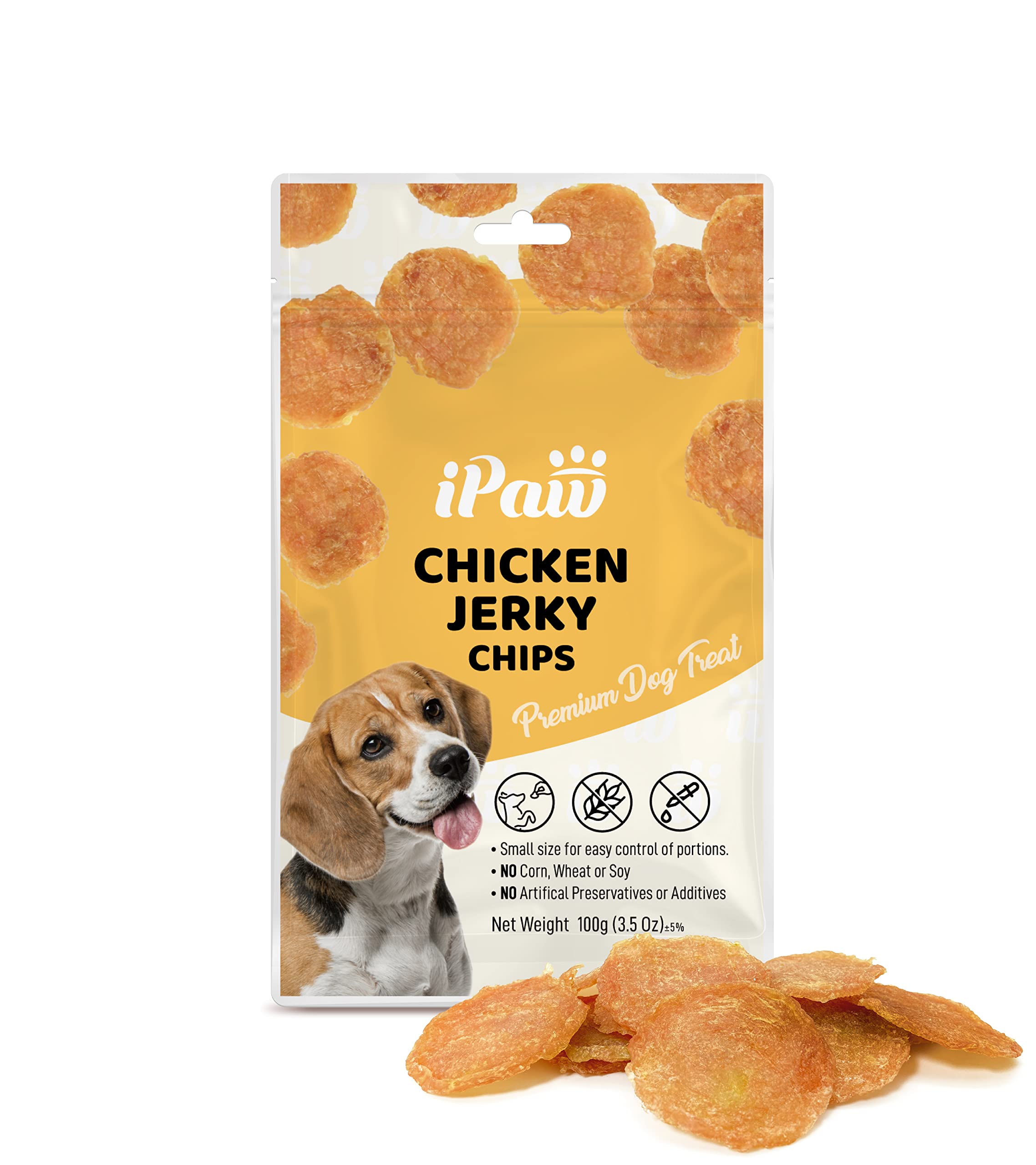 iPaw Chicken Chips Dog Treats for Puppy Training, All Natural Human Grade Dog Treat, Hypoallergenic, Easy to Digest (Chicken Chi