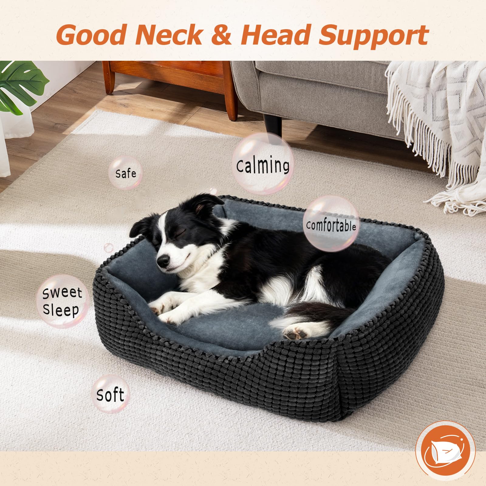 MIXJOY X-Large Dog Bed for Large, Medium, Small Dogs - Rectangle, Washable, Orthopedic, Soft Calming Sleeping Puppy Bed - Durabl