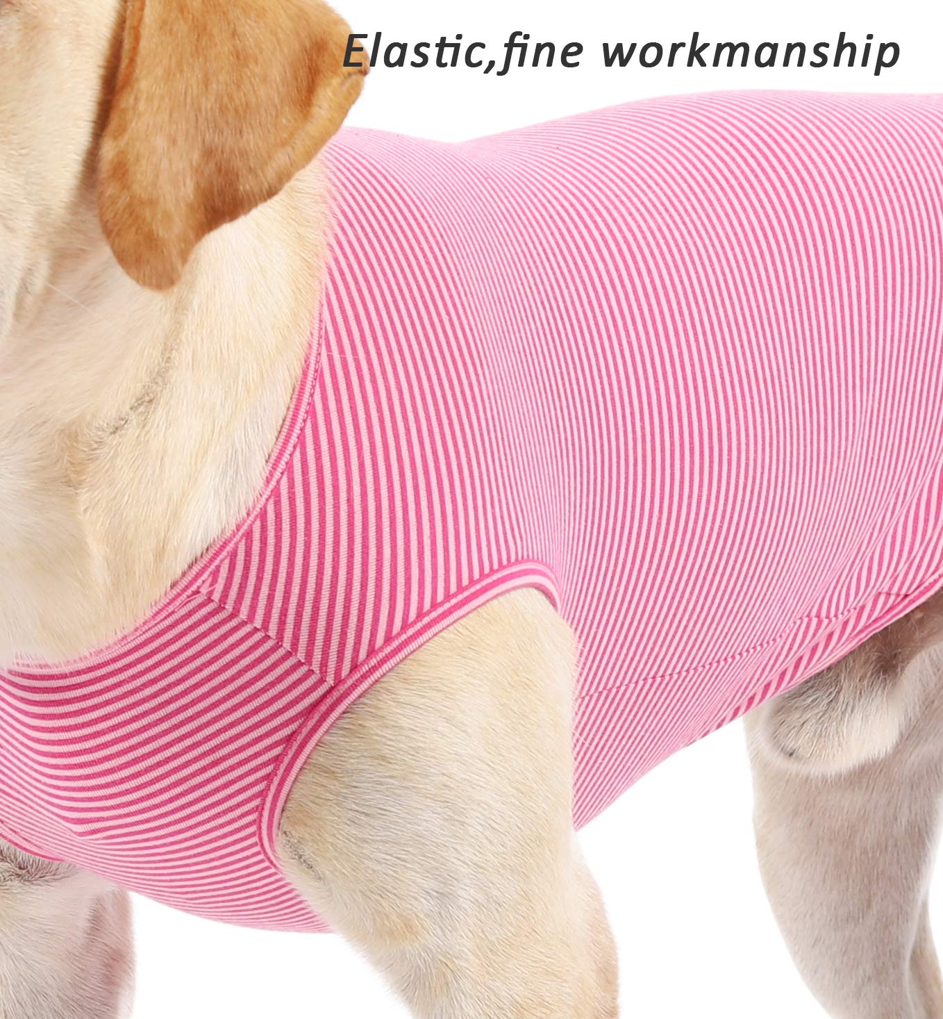 Weone Dog Summer T-Shirts Striped Cotton Shirt,Pet Breathable Soft Basic Clothes For Small Medium Larg Boy Girl Dogs,3Xl