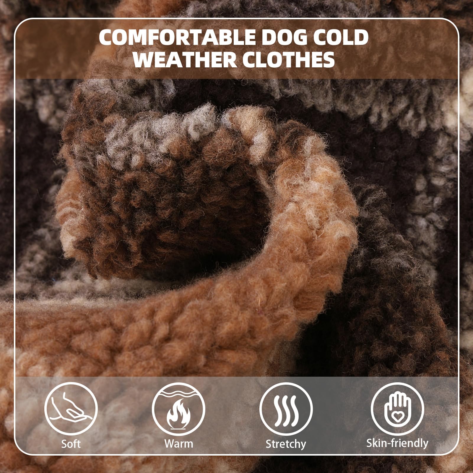 PUPTECK Dog Hoodie Puppy Sweatshirt Warm Dog Sweater Winter Clothes Cold Weather Coats for Small Medium Large Dogs, Brown, L