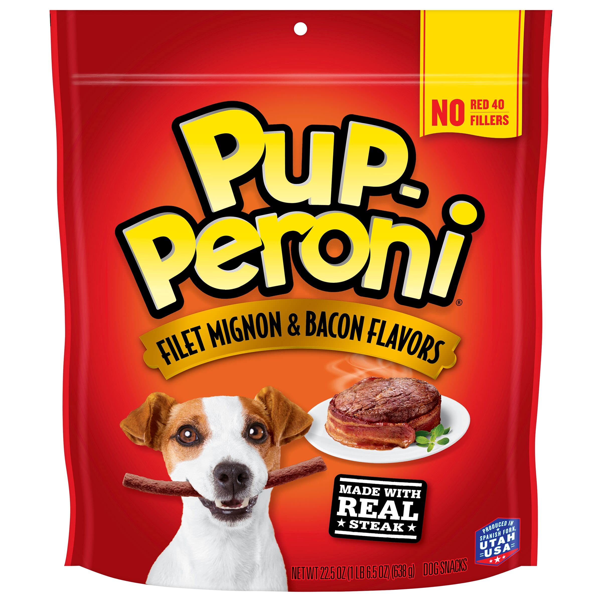 Pup-Peroni Original Filet Mignon & Bacon Flavor Dog Snacks, 22.5 Ounce Bag (Pack of 4)