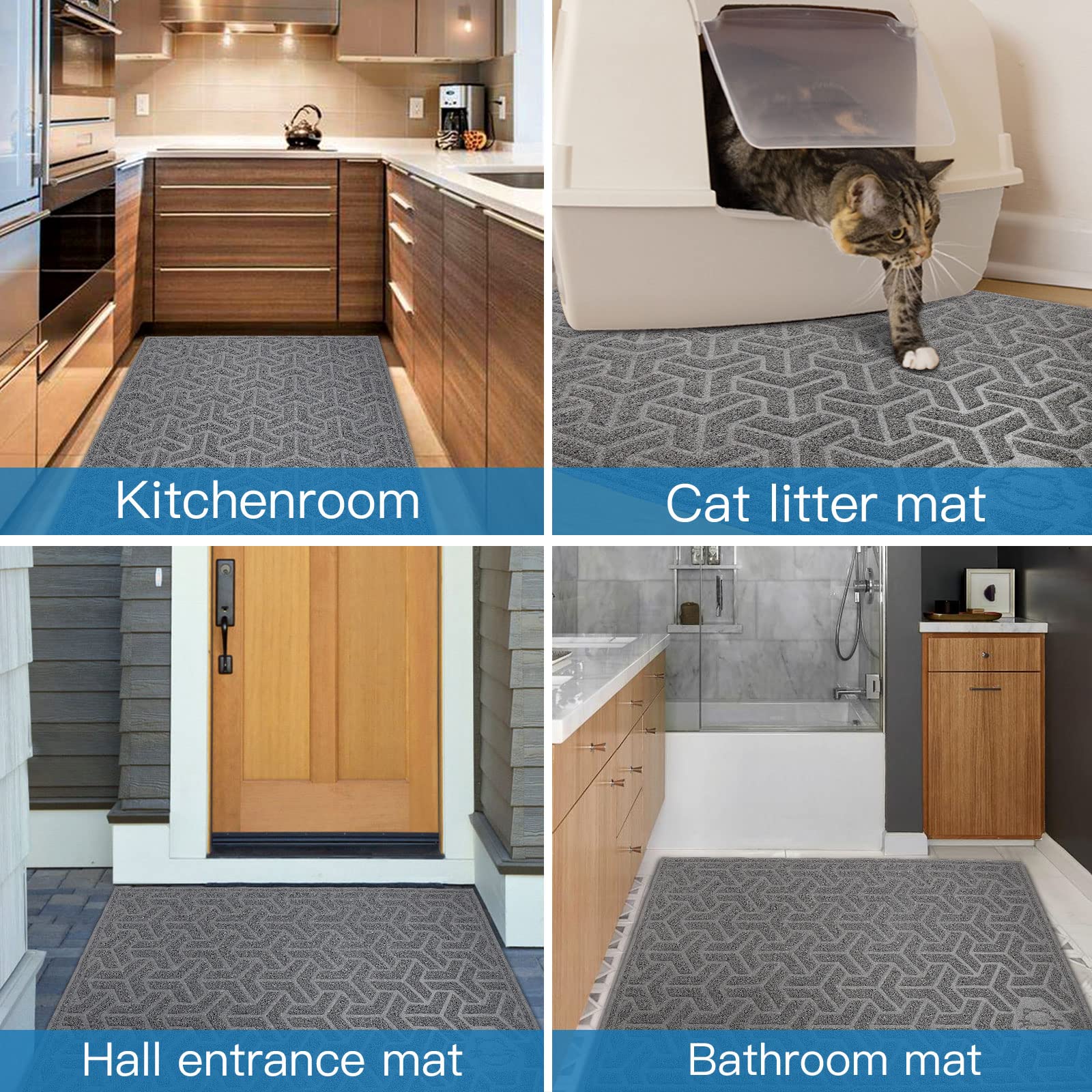 Upsky Cat Litter Mat, Litter Trapping Mat Soft On Kitty Paws, Durable Large Litter Box Mat 46 X 35 Inches Scatter Control For Cat Litter, Waterproof And Non-Slip Cat Mat.