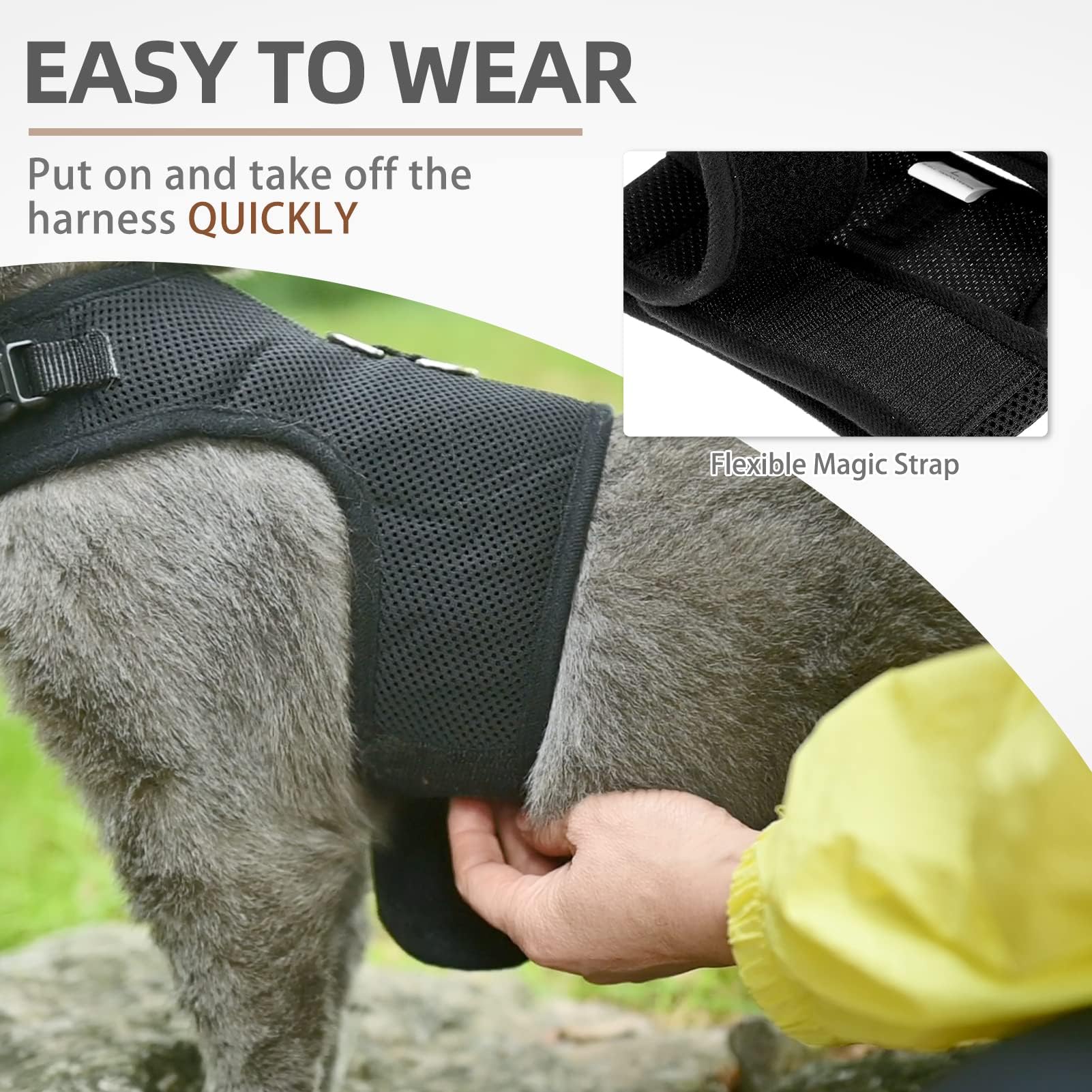 Pupteck Soft Mesh Cat Vest Harness And Leash Set Puppy Padded Pet Harnesses Escape Proof For Cats Small Dogs Rabbits Bunny, Black Medium